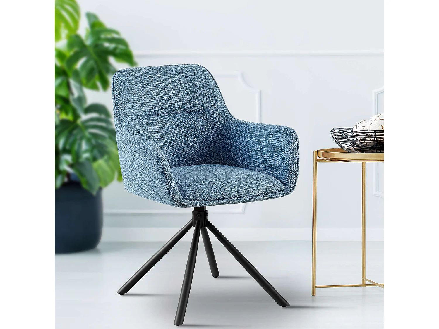 chaises avec accoudoirs - Tissu - Bleu - Tipton