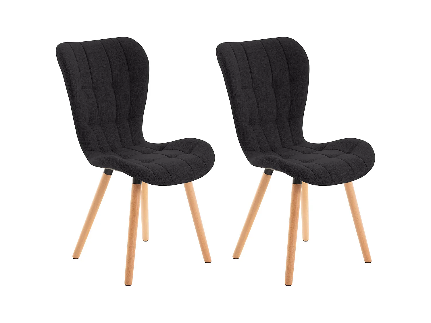 Lot de 2  chaise salle à manger - Tissu - Noir - Elda