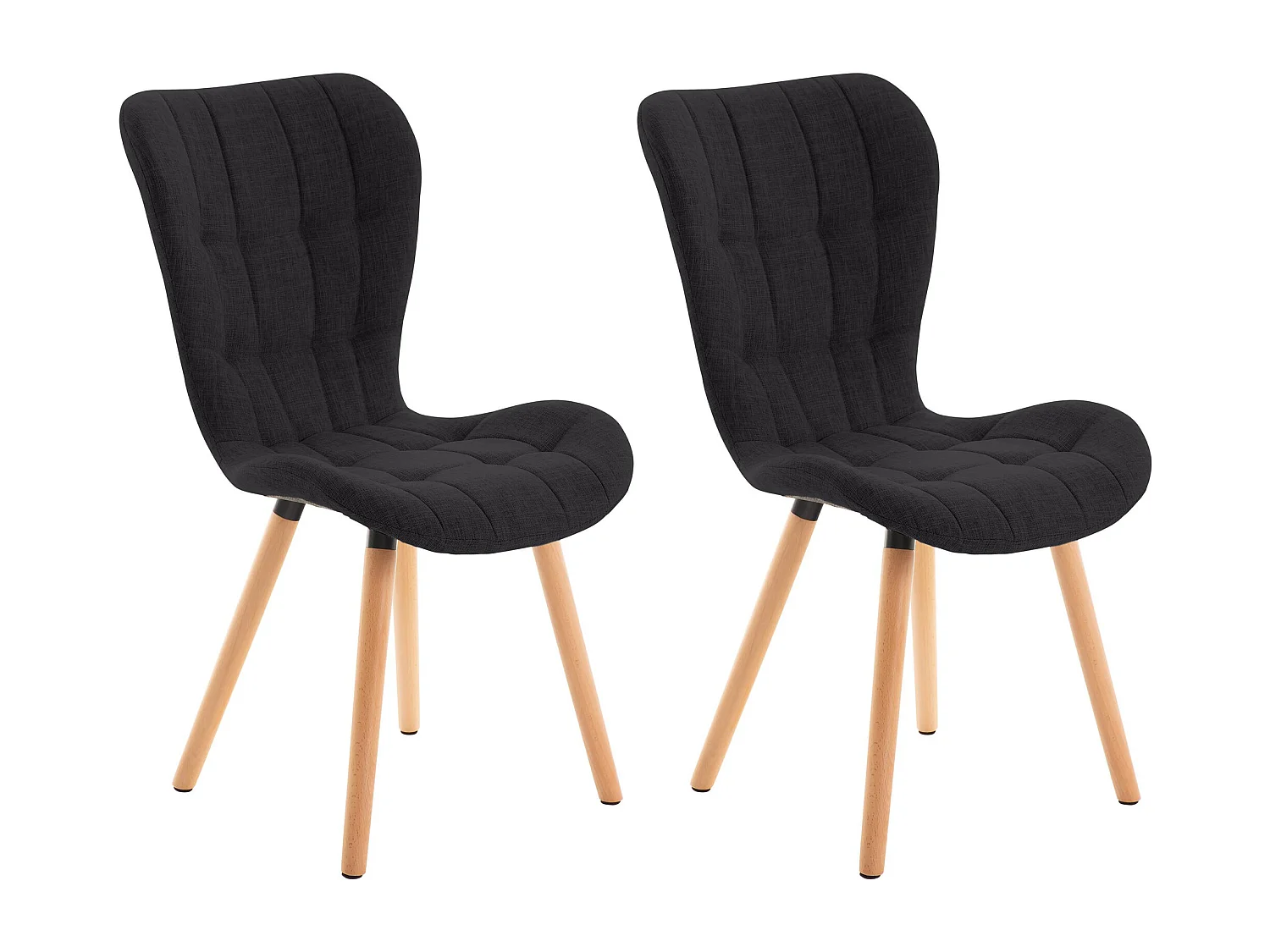 Lot de 2  chaise salle à manger - Tissu - Noir - Elda