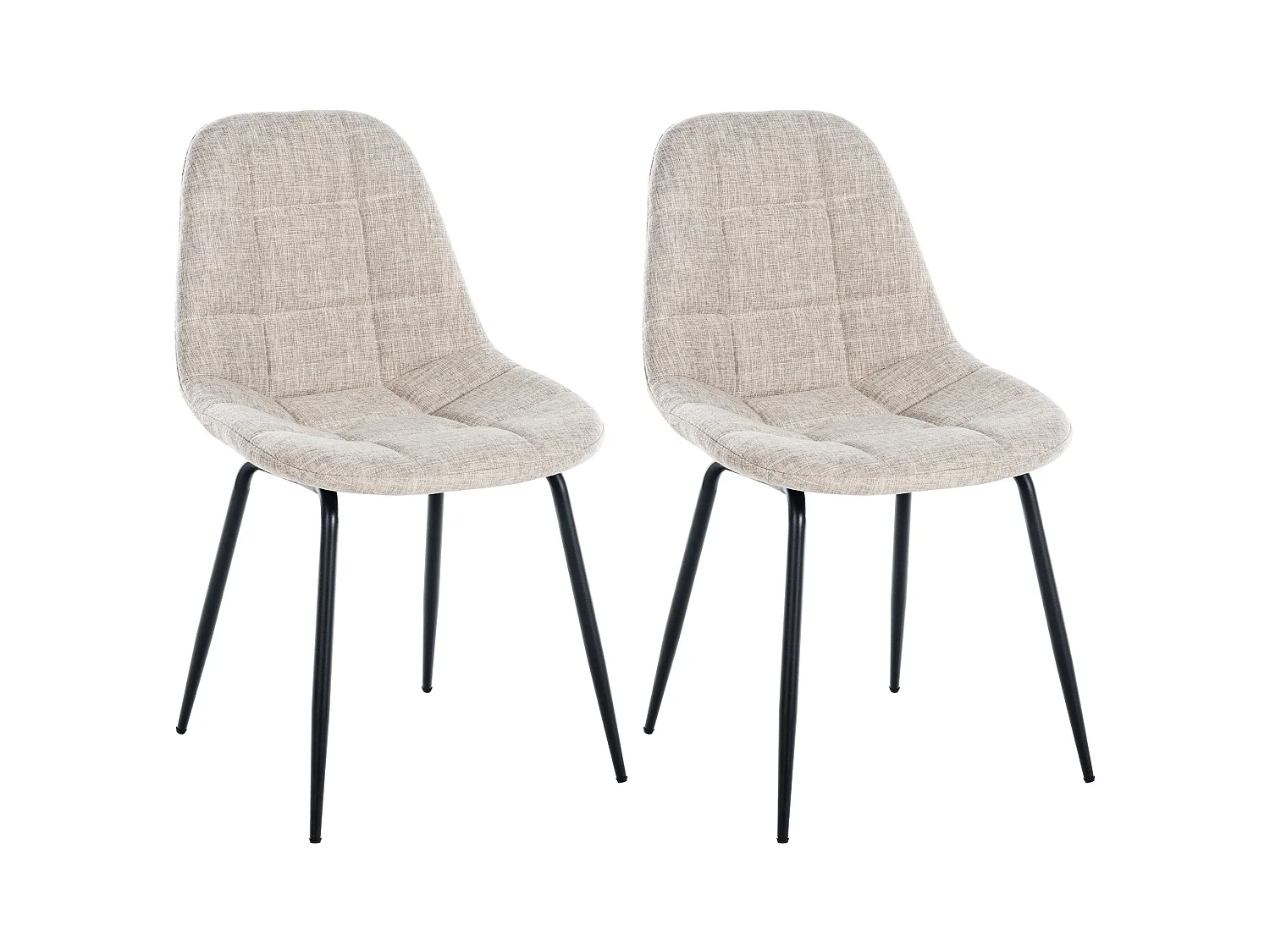 Lot de 2  chaise salle à manger - Tissu - Crème - Tom