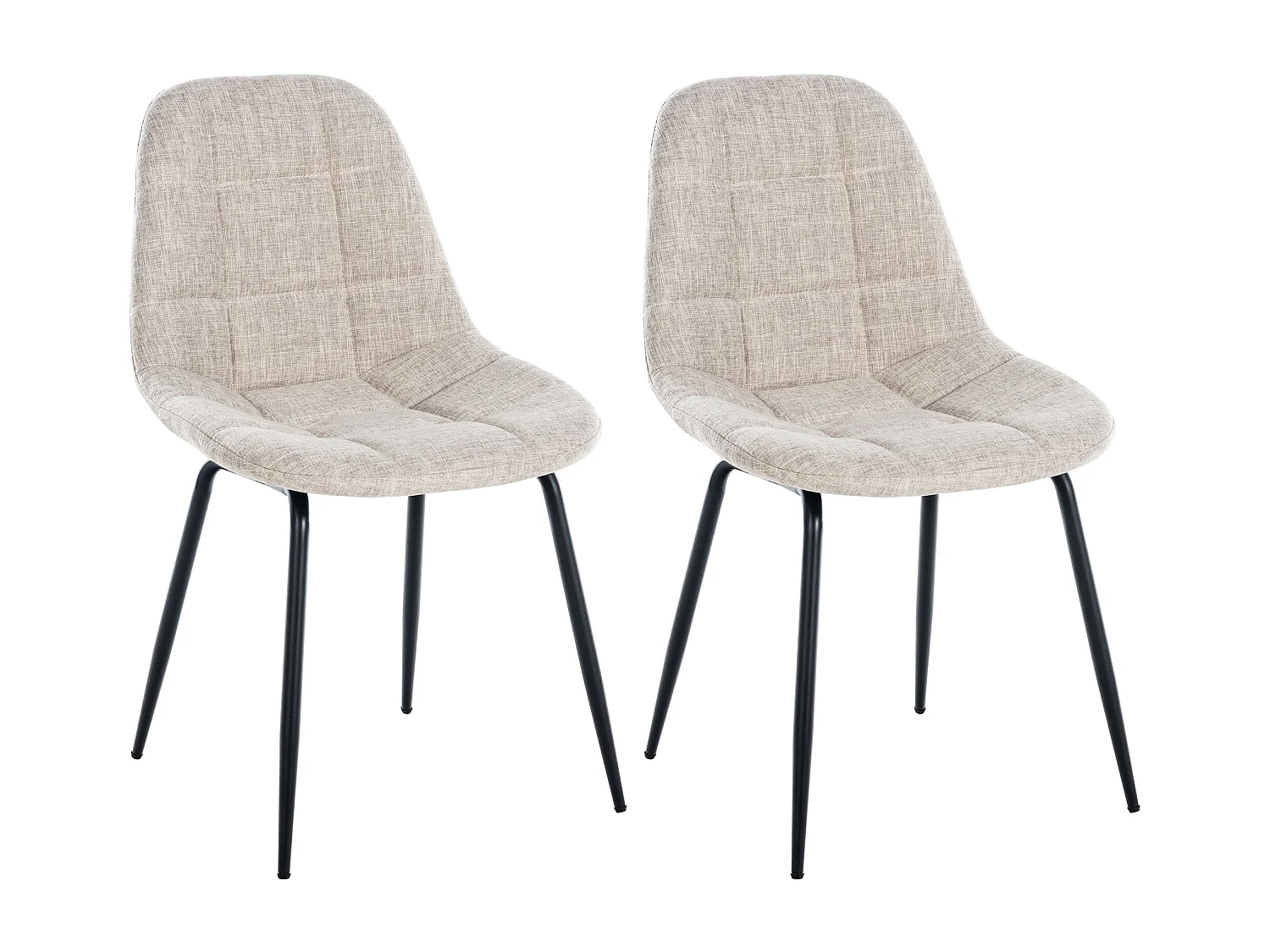 Lot de 2  chaise salle à manger - Tissu - Crème - Tom