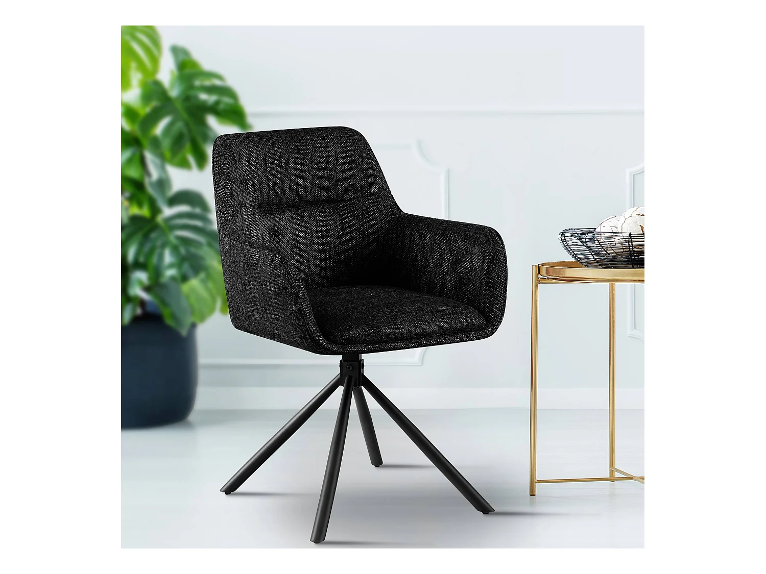 chaises avec accoudoirs - Tissu - Noir - Tipton