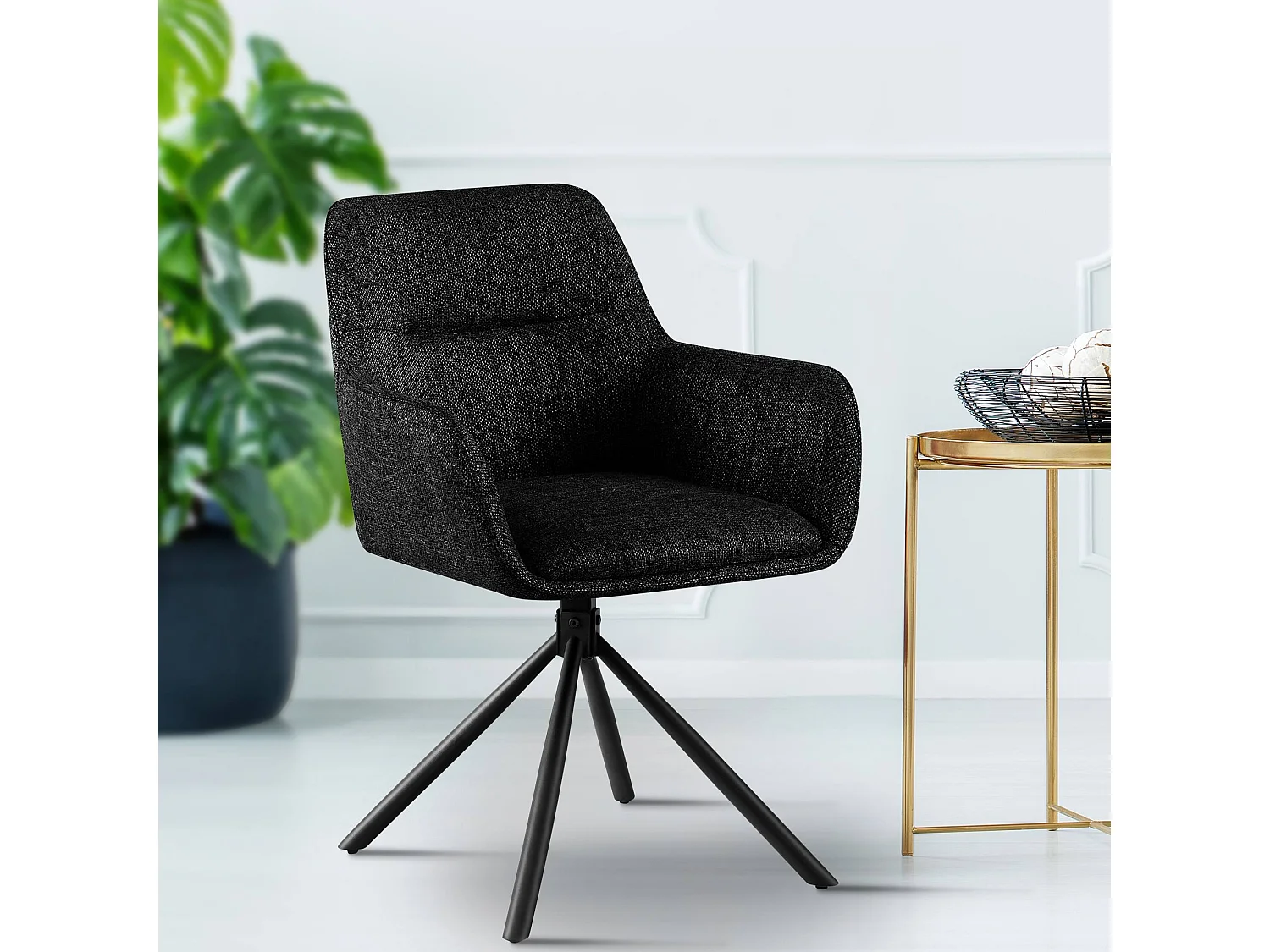 chaises avec accoudoirs - Tissu - Noir - Tipton