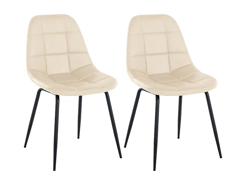 Lot de 2  chaise salle à manger - Similicuir - Crème - Tom