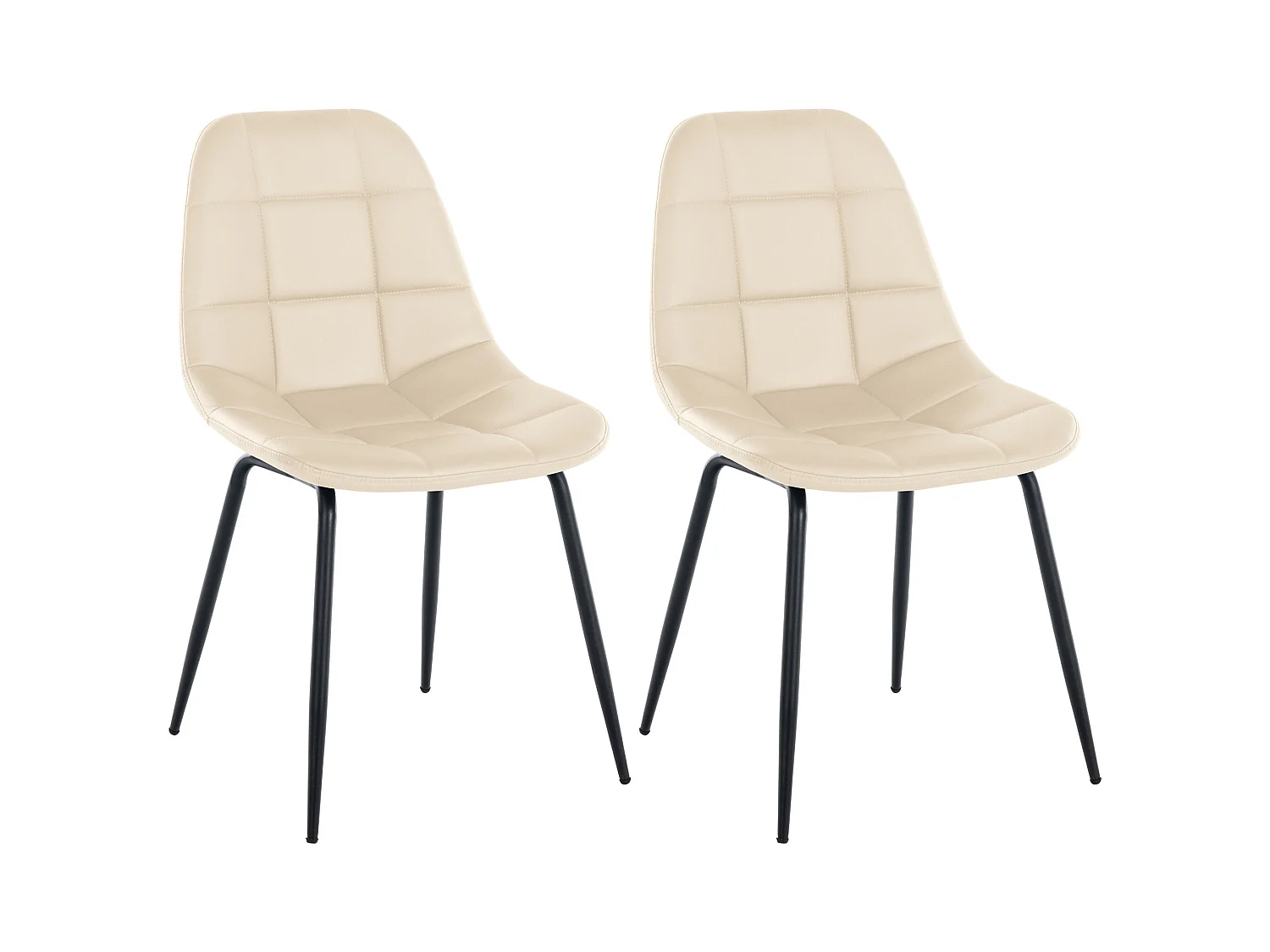 Lot de 2  chaise salle à manger - Similicuir - Crème - Tom