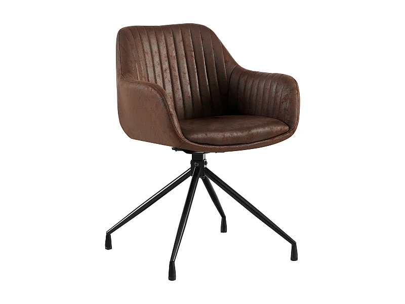 chaise salle à manger - Similicuir vintage - Marron foncé - Welby