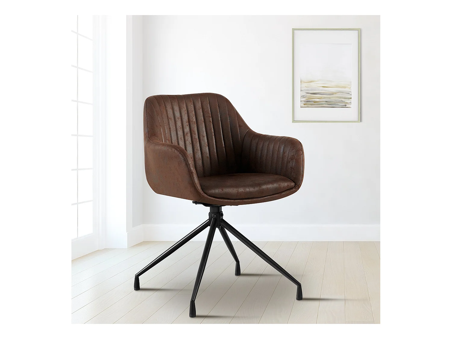 chaise salle à manger - Similicuir vintage - Marron foncé - Welby