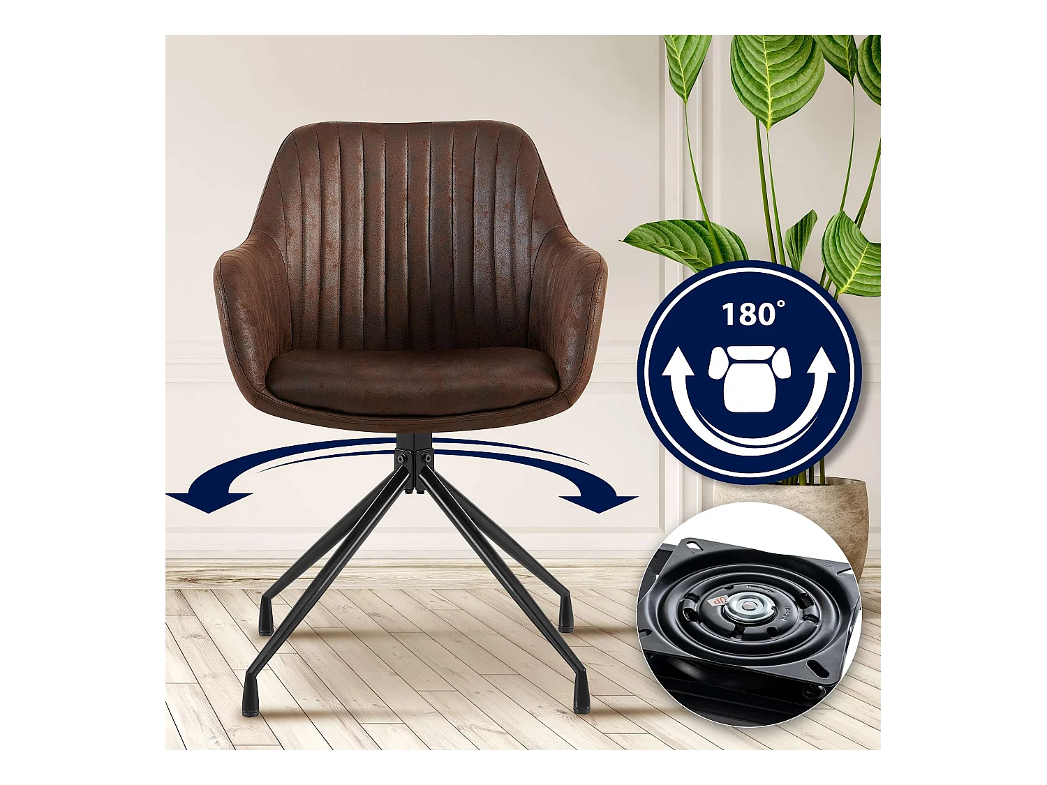 chaise salle à manger - Similicuir vintage - Marron foncé - Welby