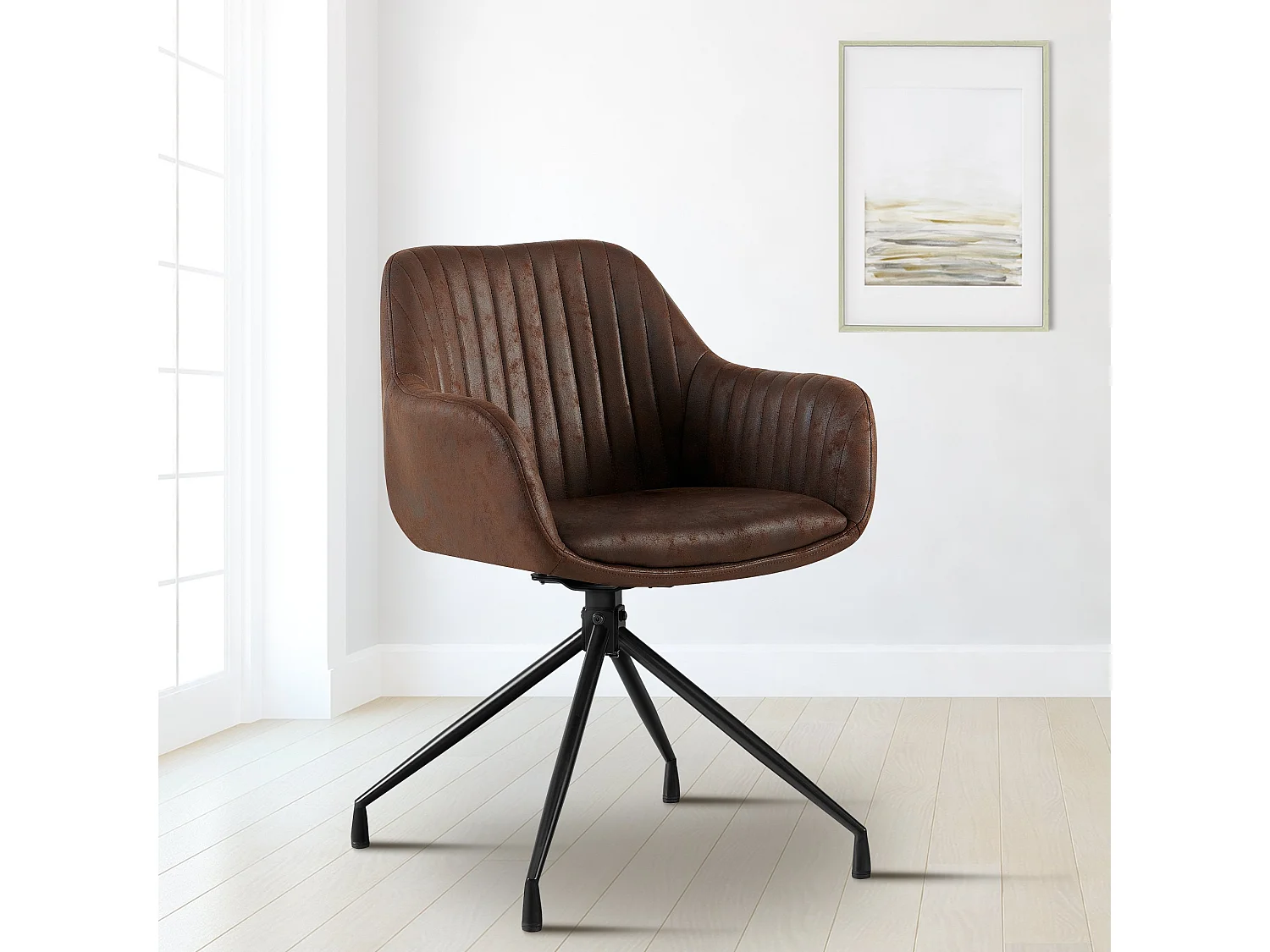 chaise salle à manger - Similicuir vintage - Marron foncé - Welby