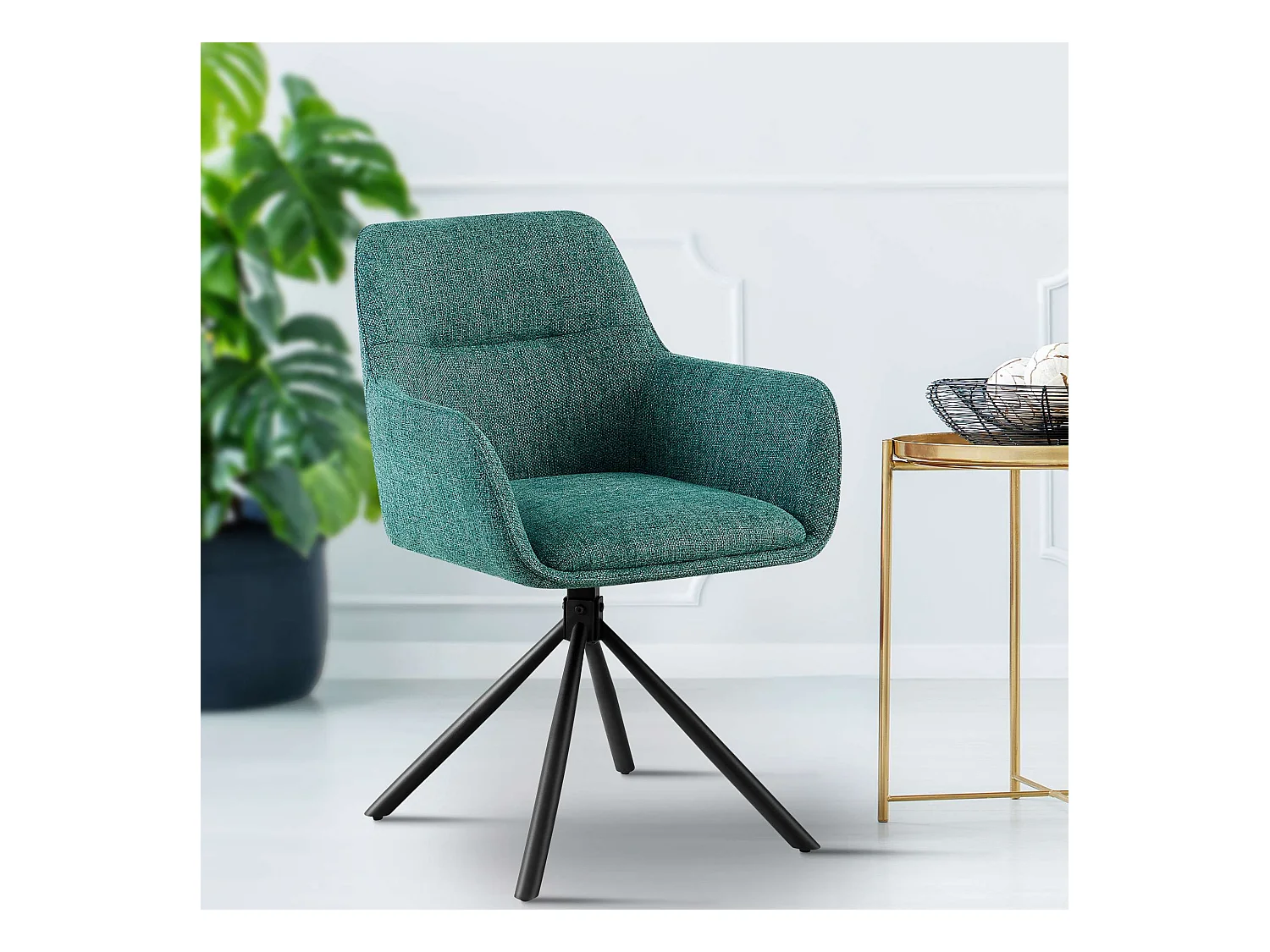 chaises avec accoudoirs - Tissu - Vert foncé - Tipton