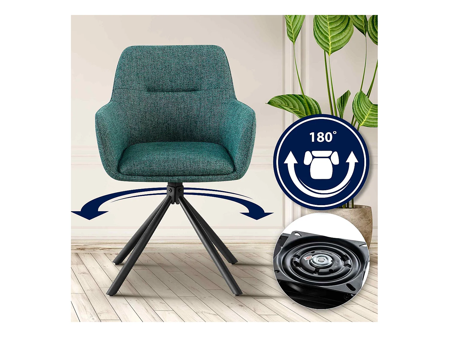 chaises avec accoudoirs - Tissu - Vert foncé - Tipton