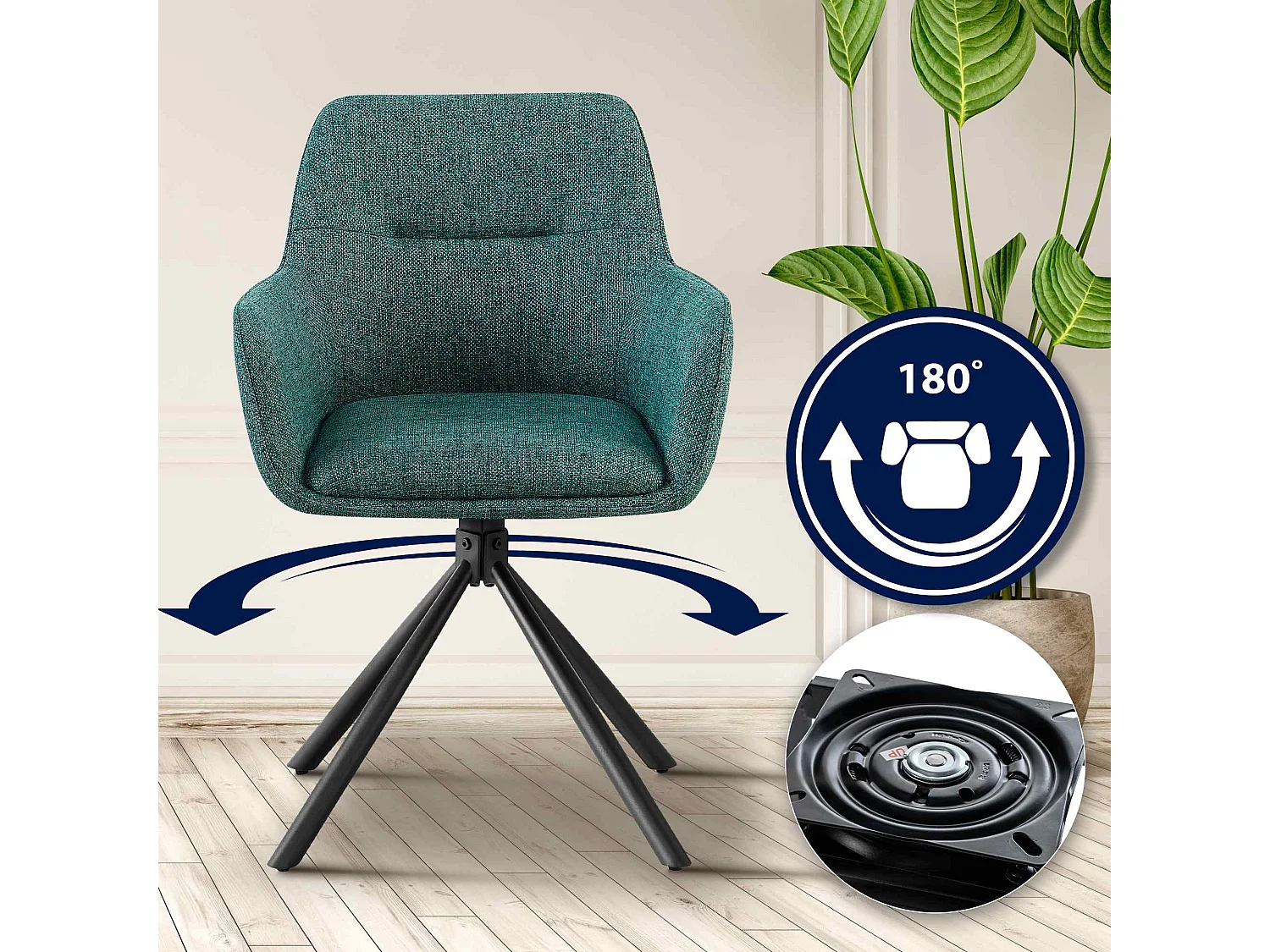 chaises avec accoudoirs - Tissu - Vert foncé - Tipton