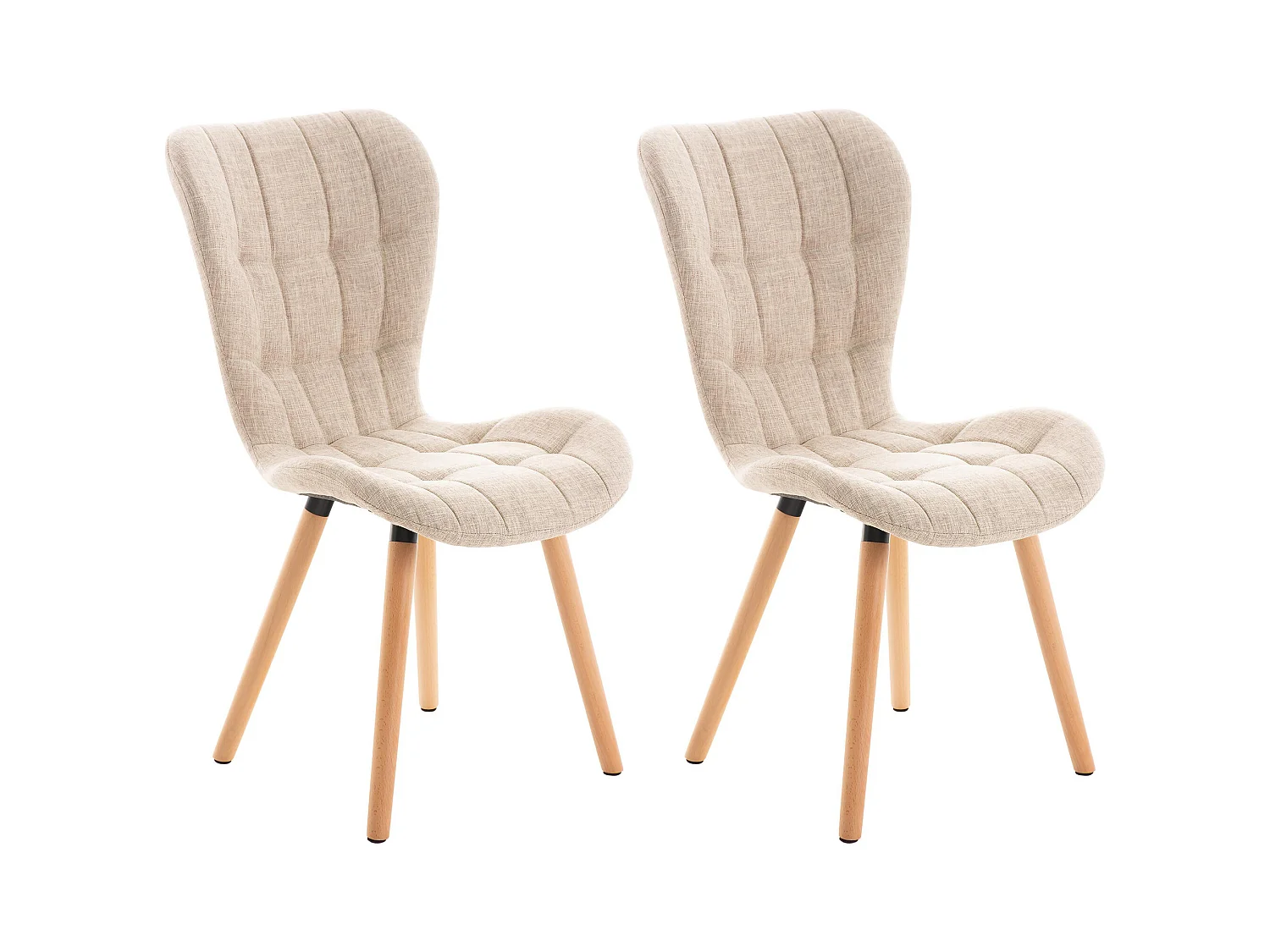 Lot de 2  chaise salle à manger - Tissu - Crème - Elda