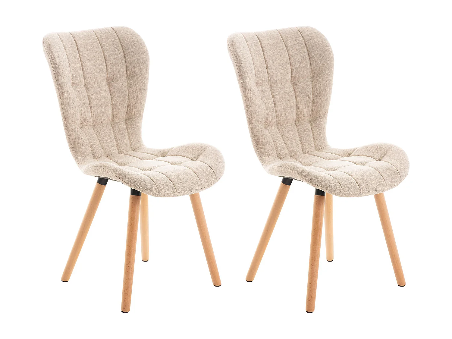 Lot de 2  chaise salle à manger - Tissu - Crème - Elda