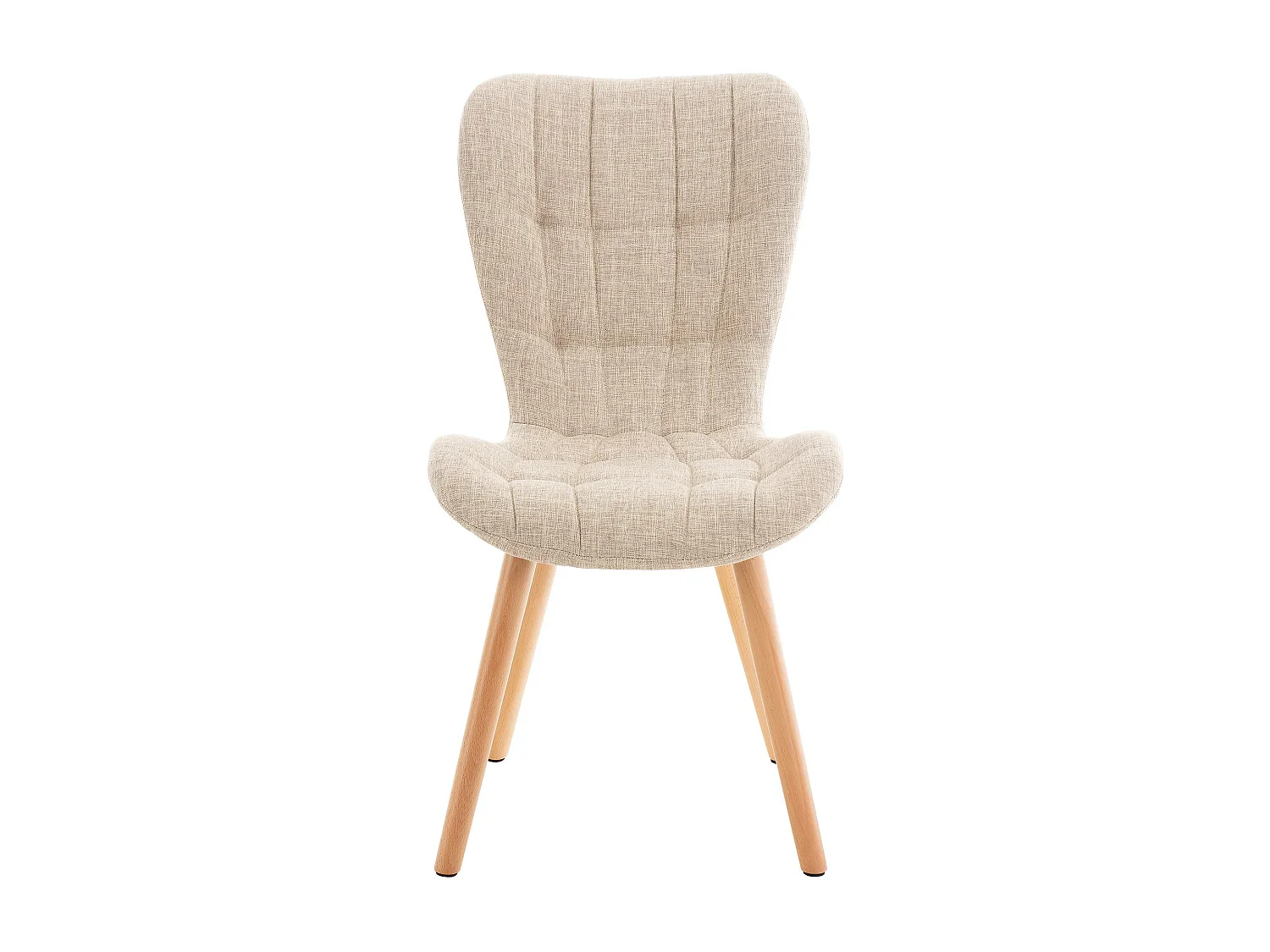 Lot de 2  chaise salle à manger - Tissu - Crème - Elda