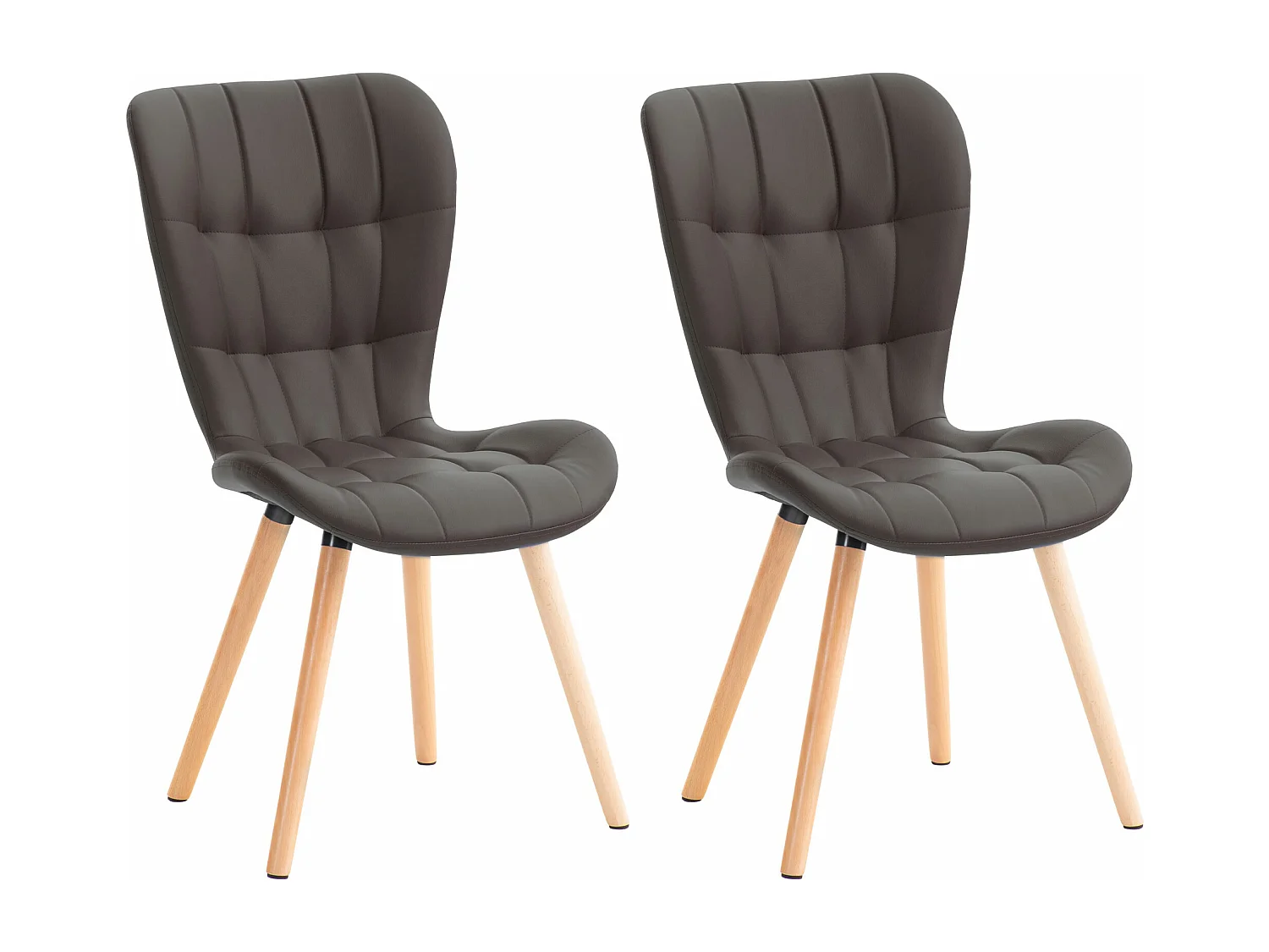 Lot de 2  chaise salle à manger - Similicuir - Marron - Elda