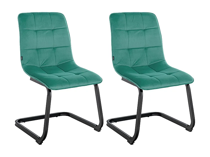 Lot de 2  chaises oscillantes - Velours - Vert - Vermont