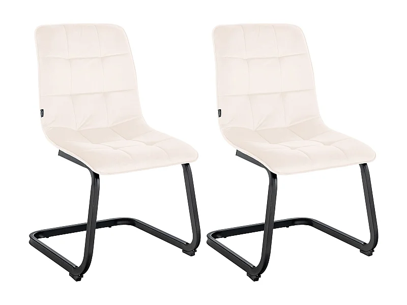 Lot de 2  chaises oscillantes - Velours - Crème - Vermont