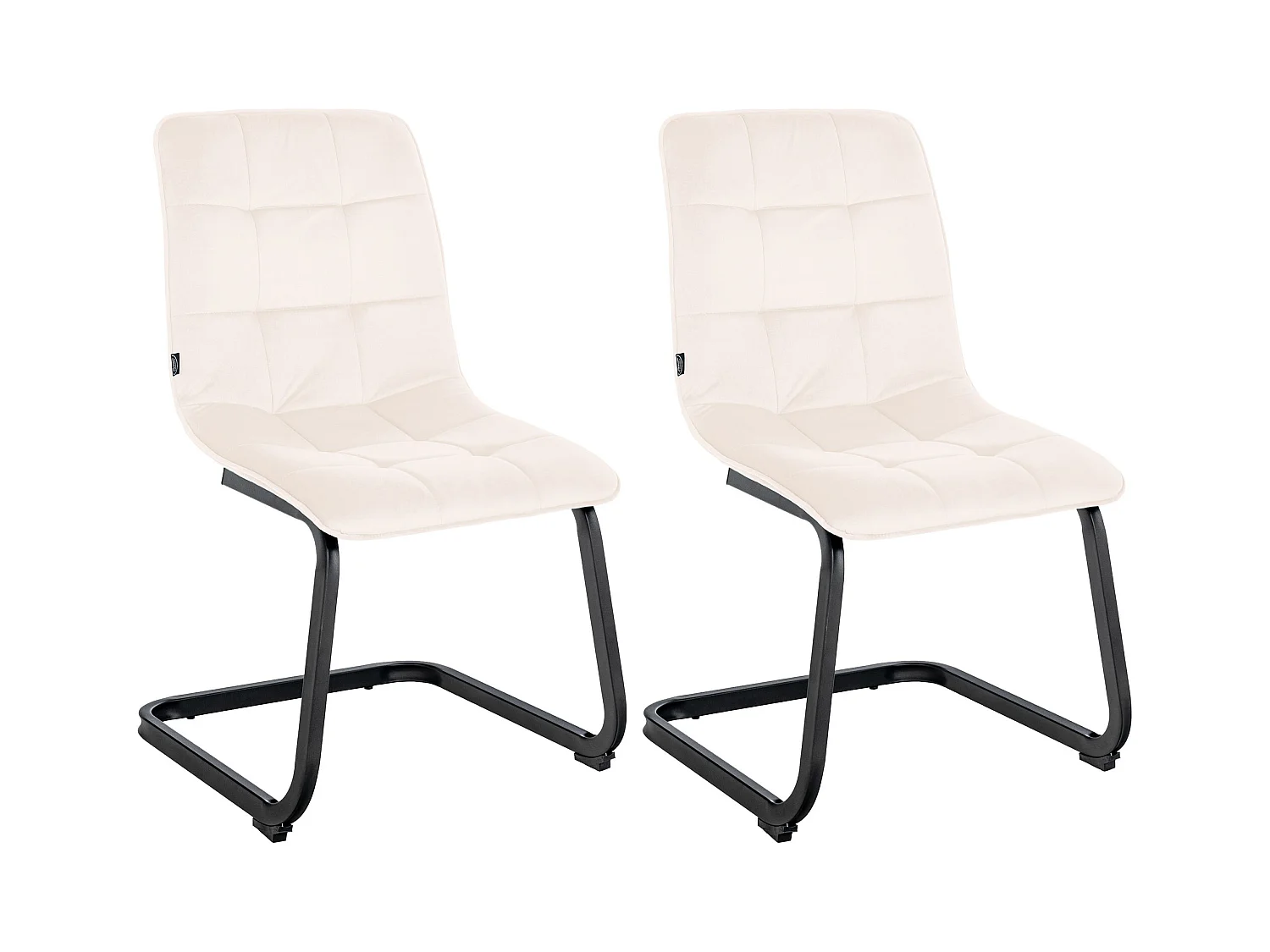 Lot de 2  chaises oscillantes - Velours - Crème - Vermont