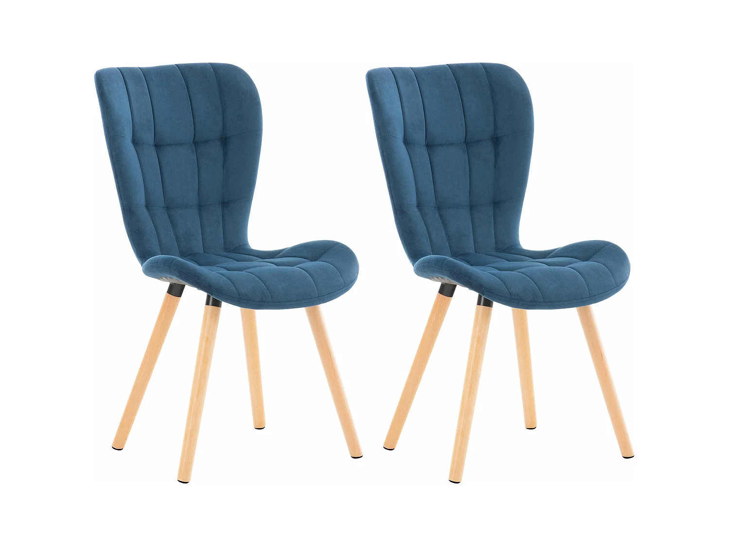 Lot de 2  chaise salle à manger - Velours - Bleu - Elda