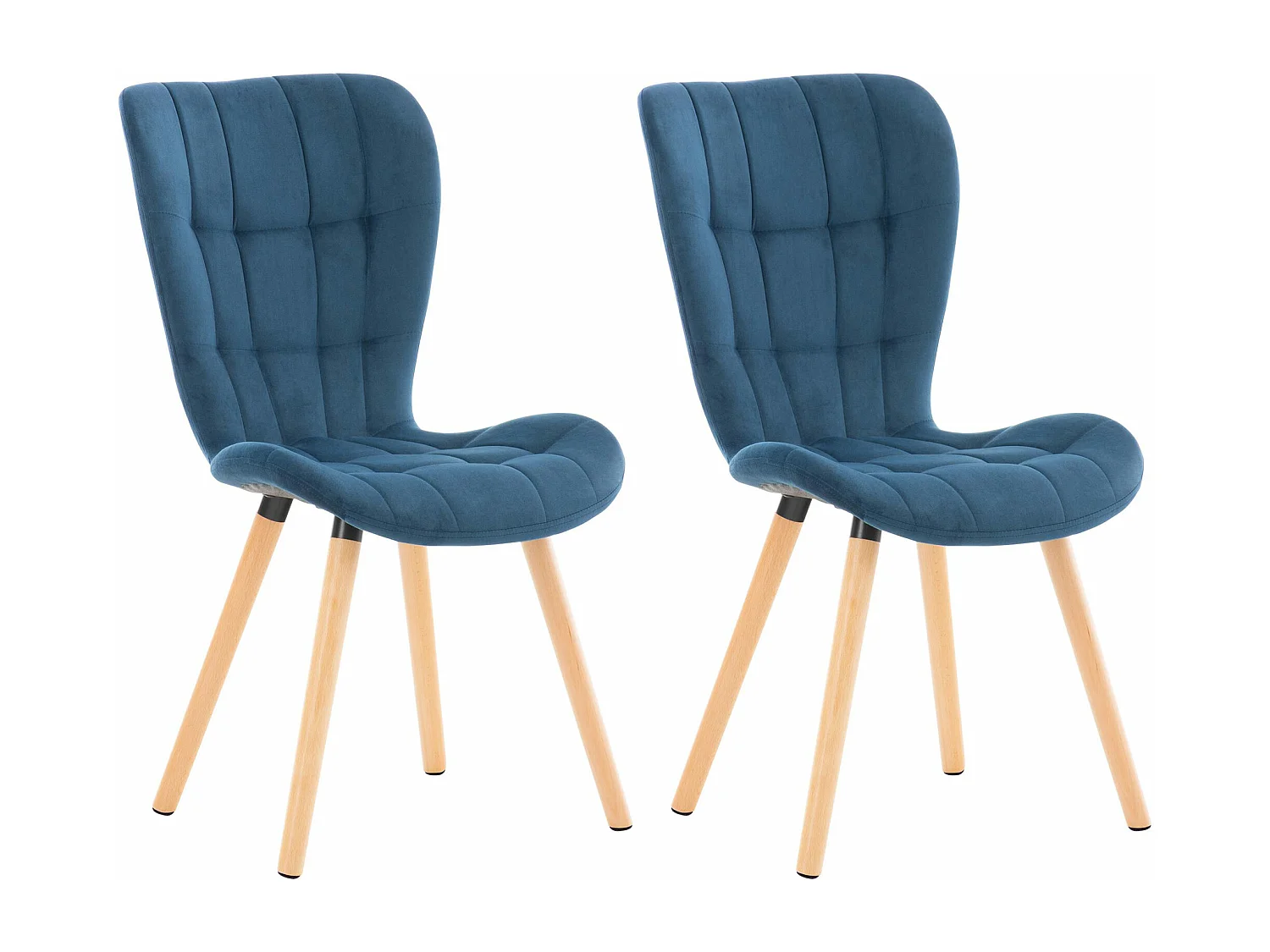 Lot de 2  chaise salle à manger - Velours - Bleu - Elda