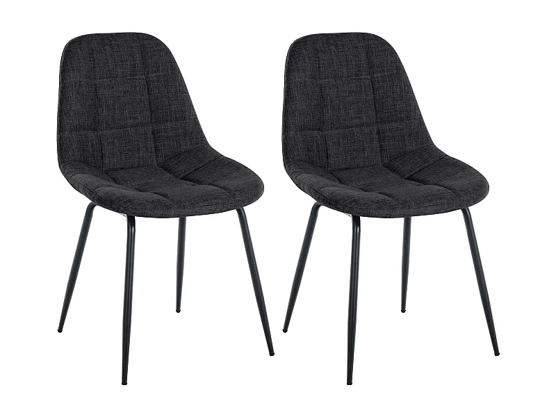 Lot de 2  chaise salle à manger - Tissu - Gris foncé - Tom