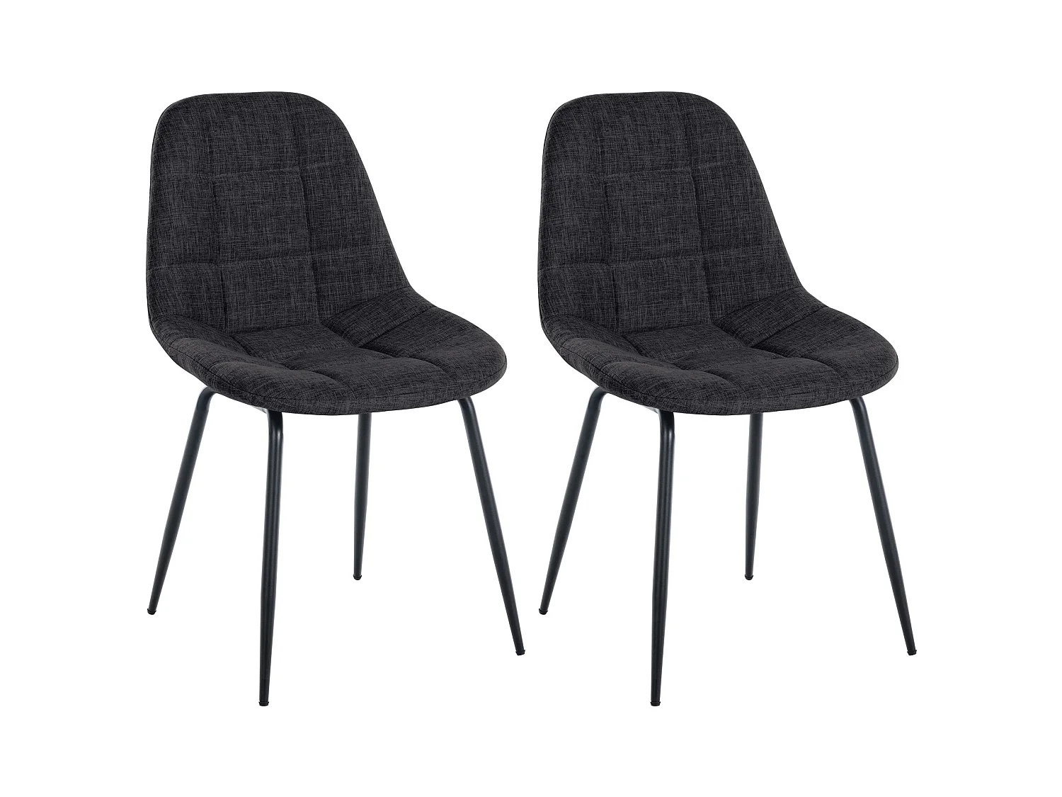 Lot de 2  chaise salle à manger - Tissu - Gris foncé - Tom