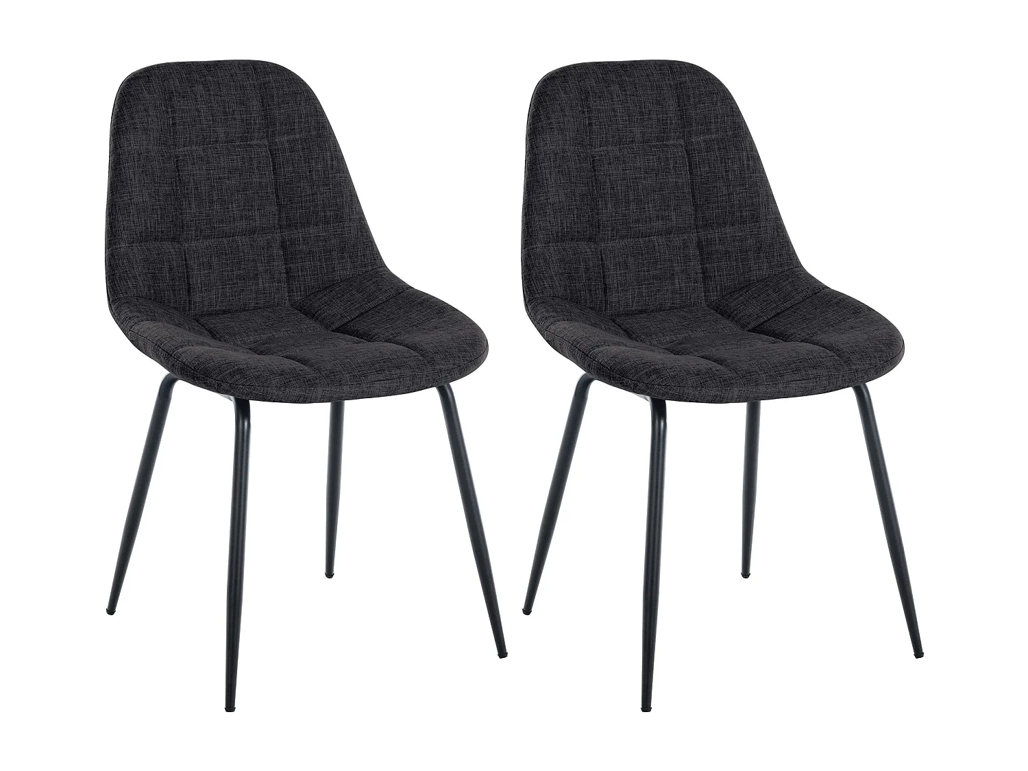 Lot de 2  chaise salle à manger - Tissu - Gris foncé - Tom