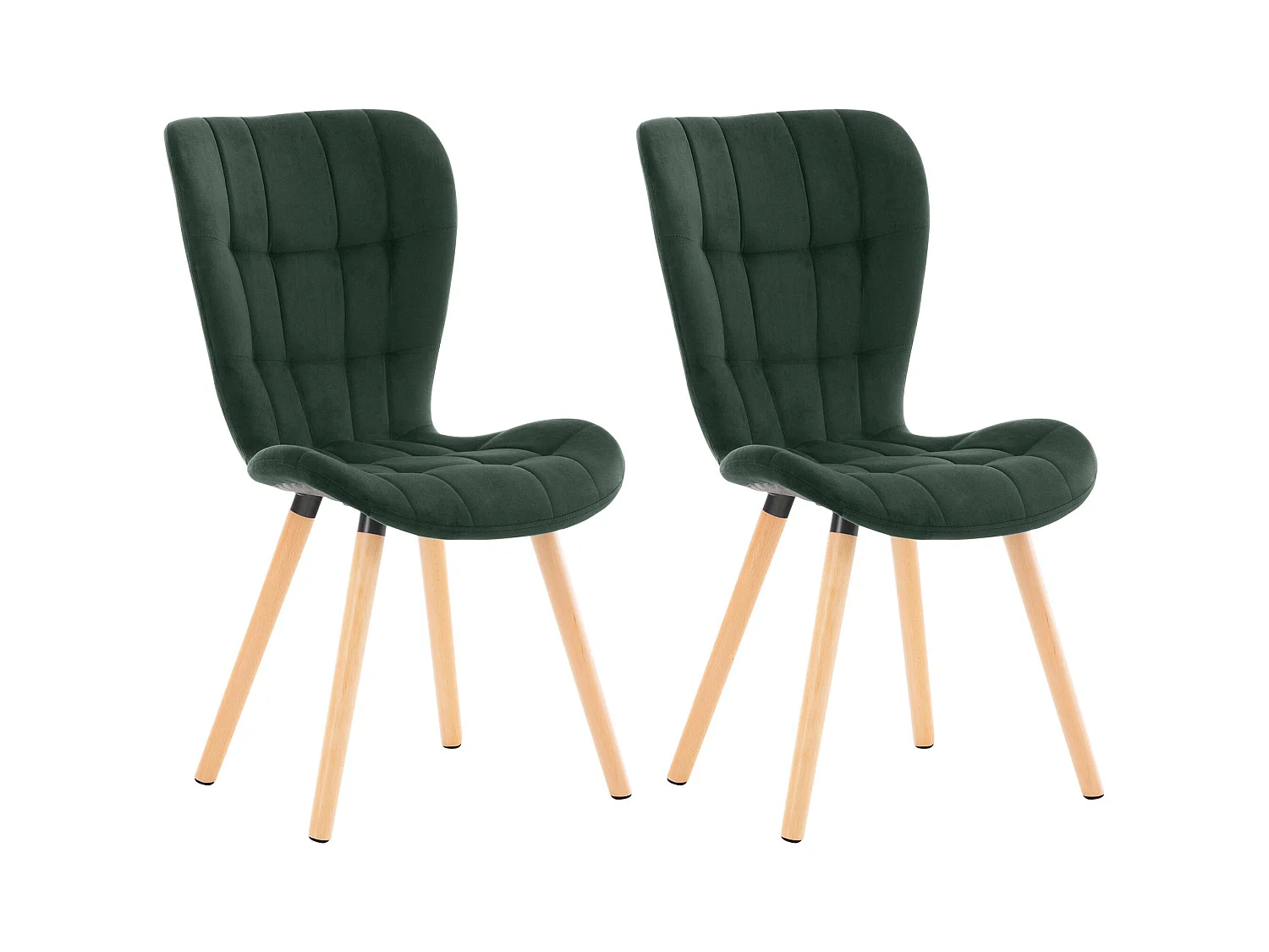 Lot de 2  chaise salle à manger - Velours - Vert - Elda