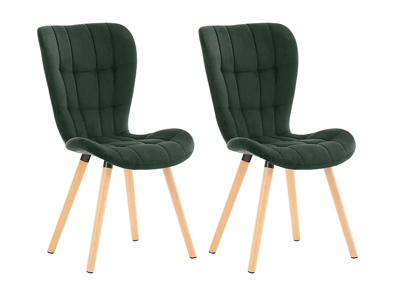 Lot de 2  chaise salle à manger - Velours - Vert - Elda