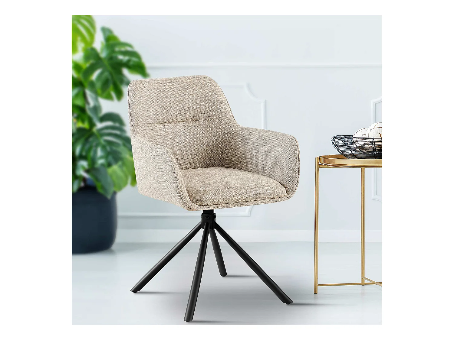 chaises avec accoudoirs - Tissu - Taupe - Tipton