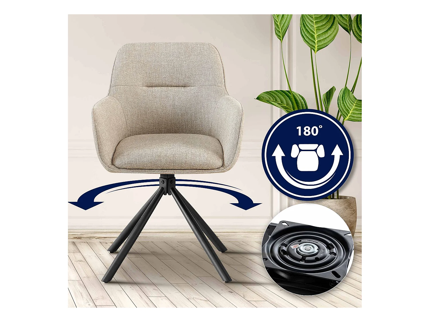 chaises avec accoudoirs - Tissu - Taupe - Tipton