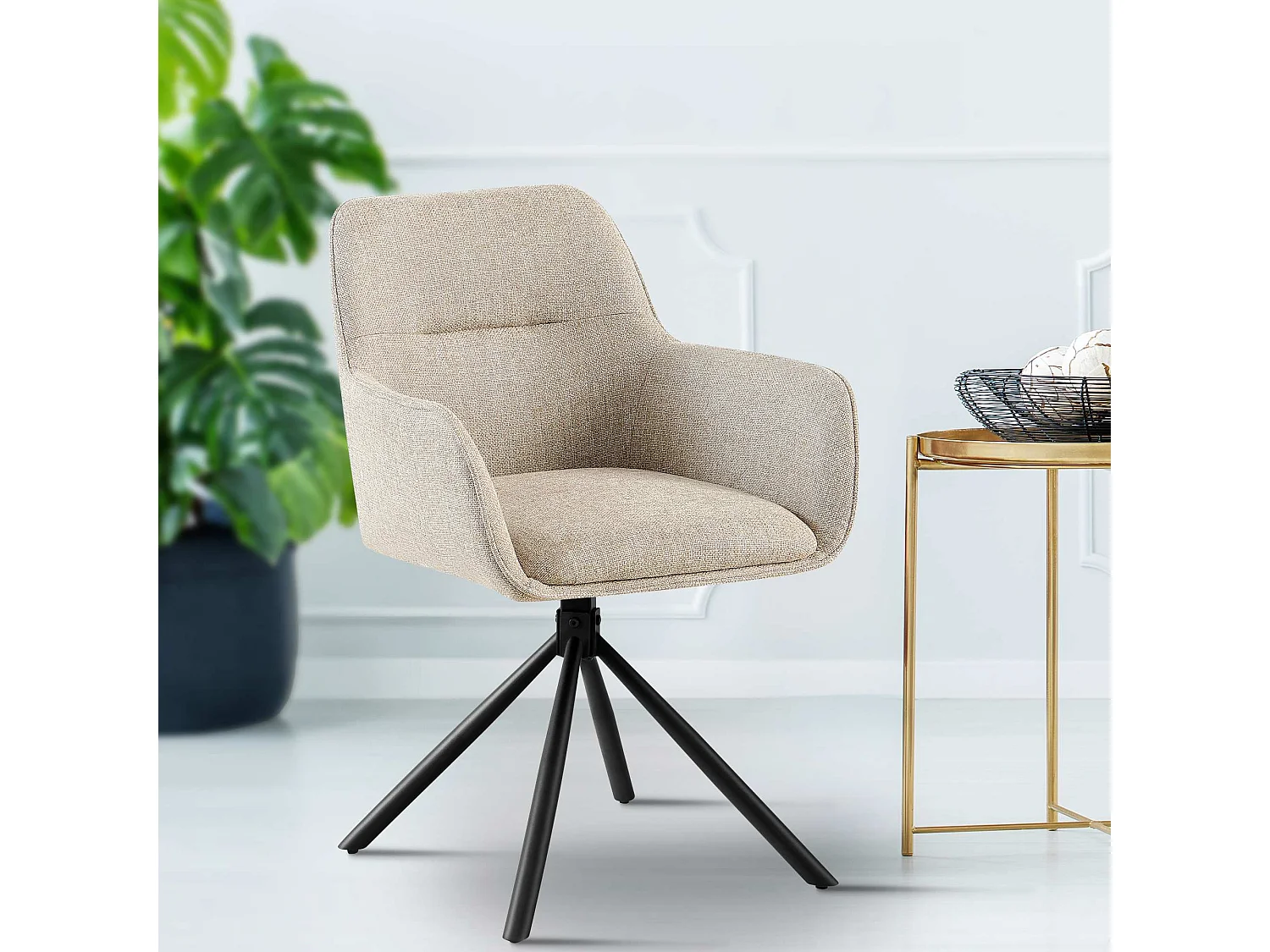 chaises avec accoudoirs - Tissu - Taupe - Tipton