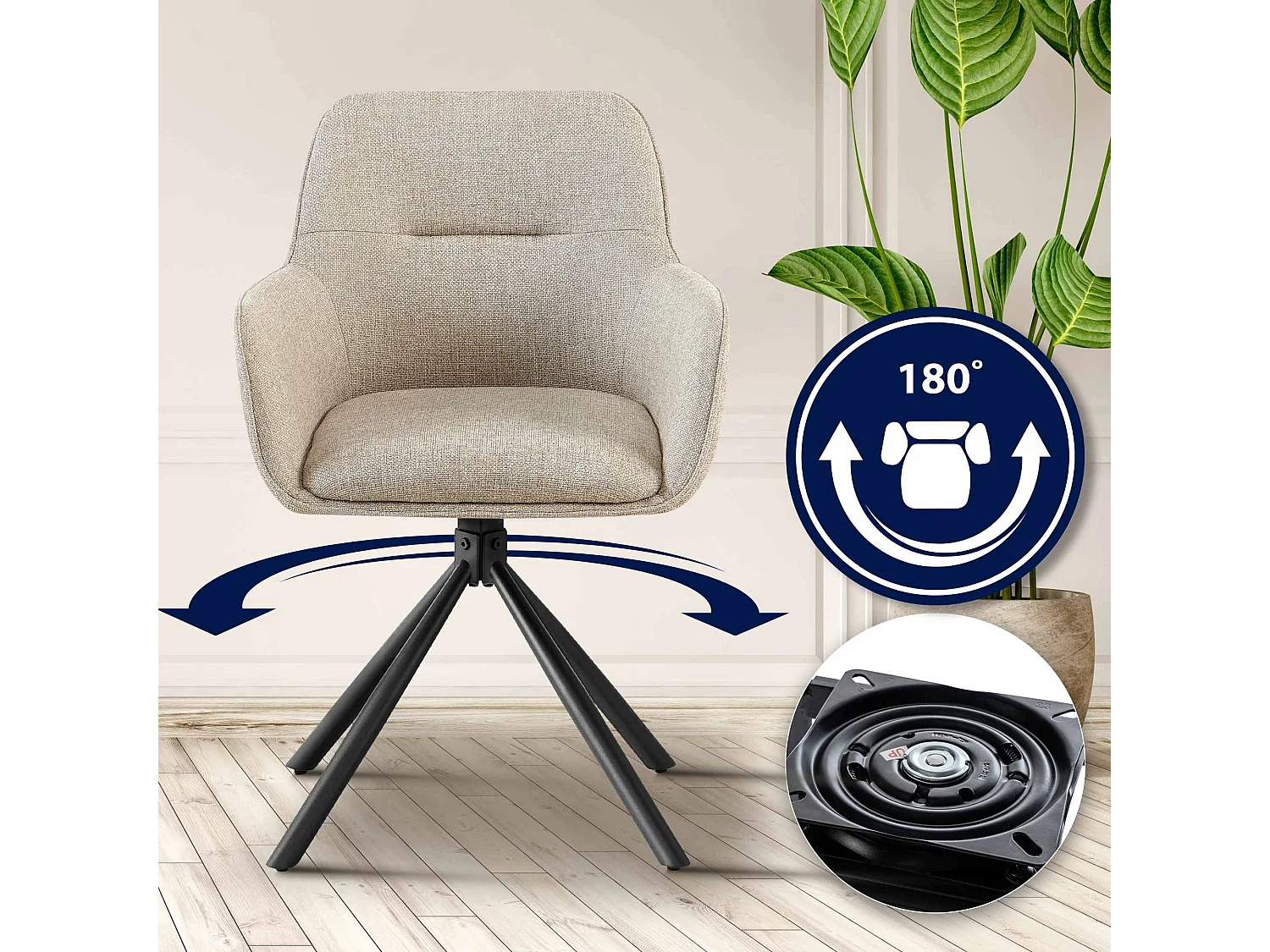 chaises avec accoudoirs - Tissu - Taupe - Tipton