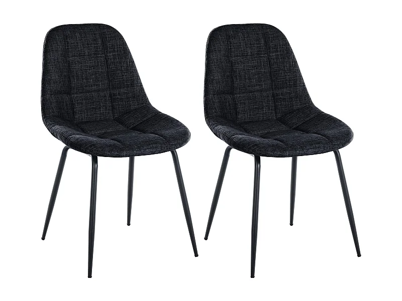 Lot de 2  chaise salle à manger - Tissu - Noir - Tom