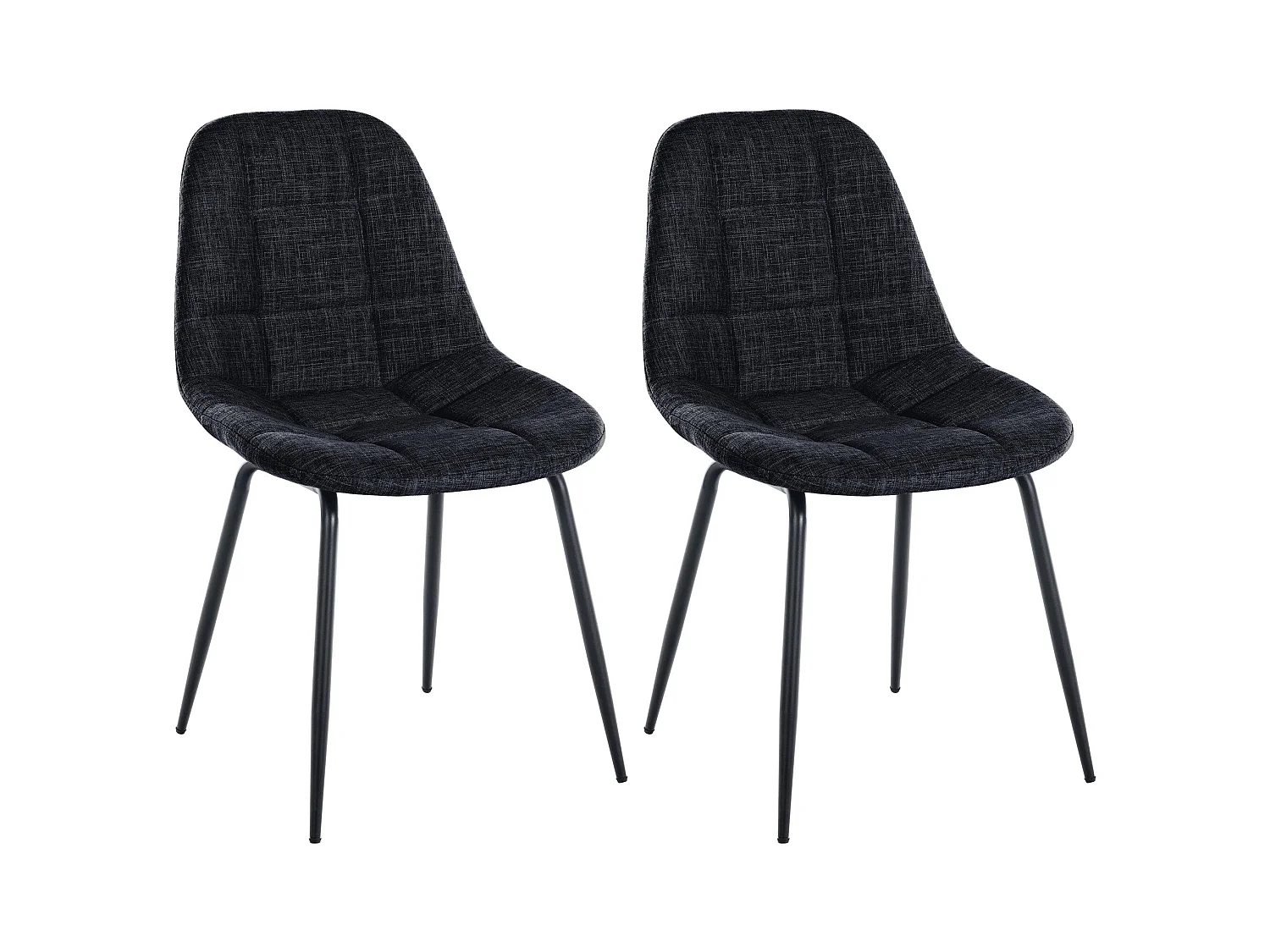 Lot de 2  chaise salle à manger - Tissu - Noir - Tom
