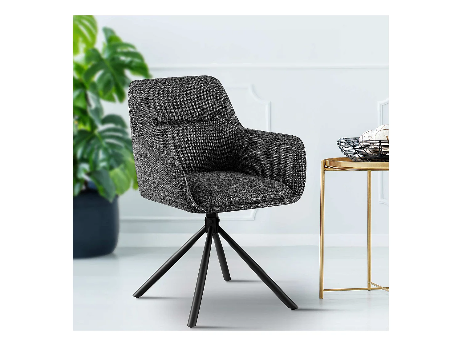 chaises avec accoudoirs - Tissu - Gris foncé - Tipton