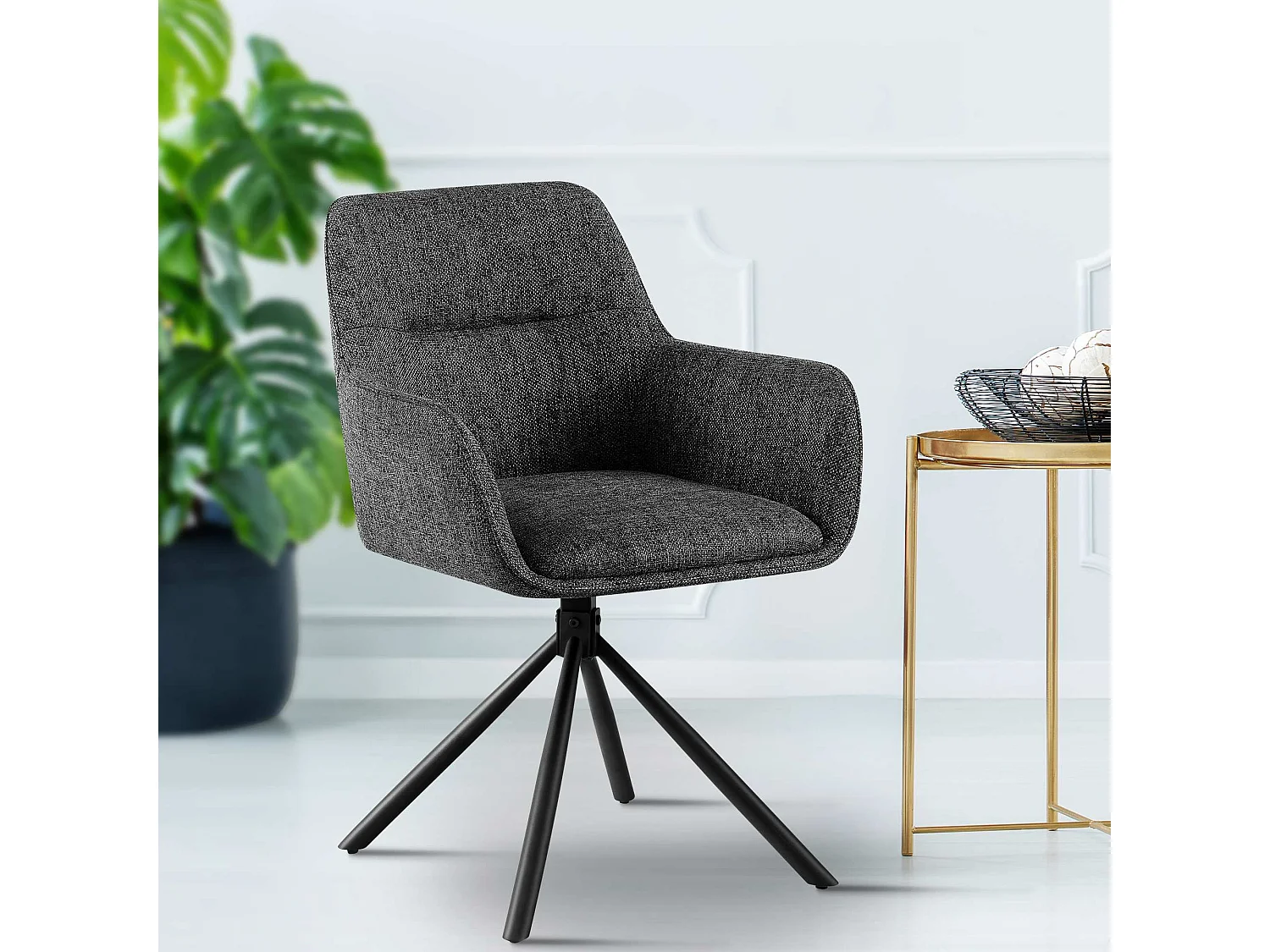 chaises avec accoudoirs - Tissu - Gris foncé - Tipton