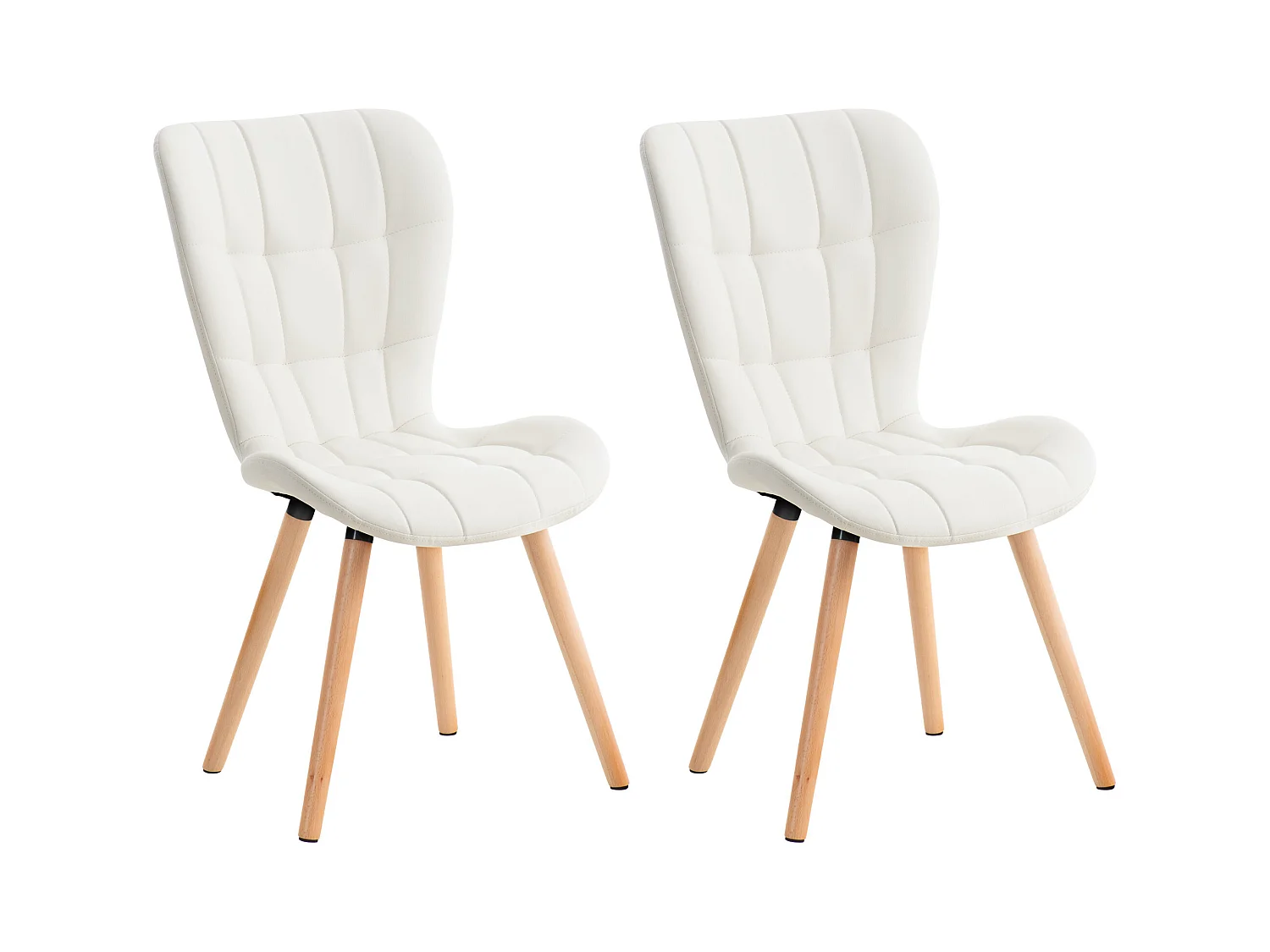 Lot de 2  chaise salle à manger - Similicuir - Blanc - Elda