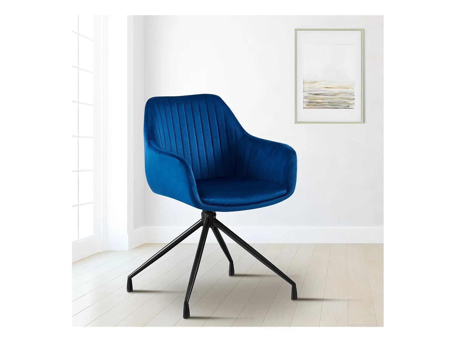 chaise salle à manger - Velours - Bleu foncé - Welby