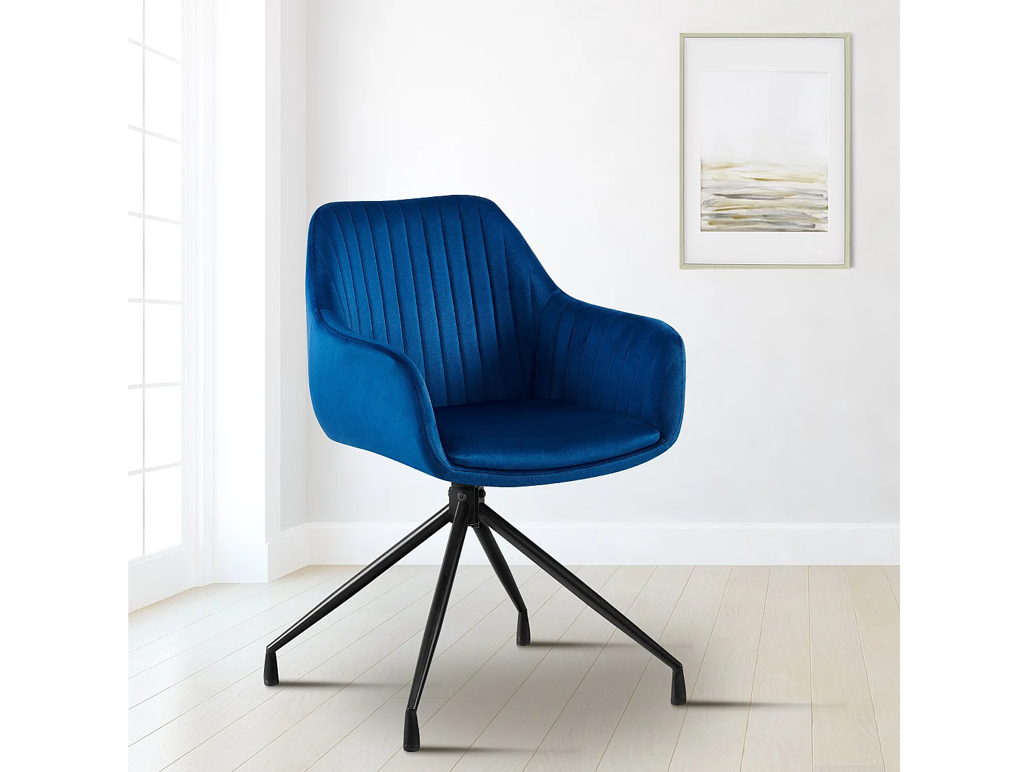 chaise salle à manger - Velours - Bleu foncé - Welby