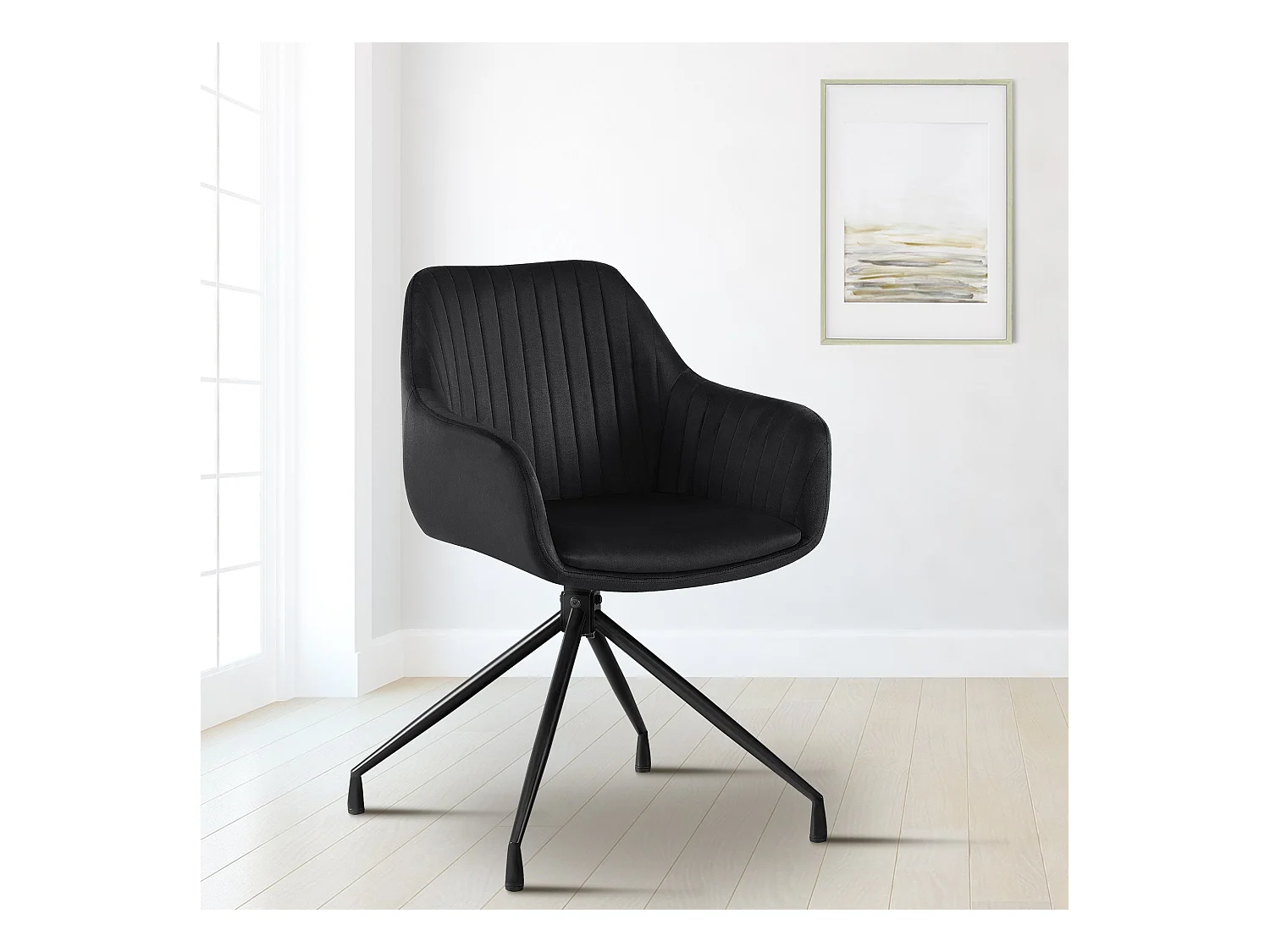 chaise salle à manger - Velours - Noir - Welby