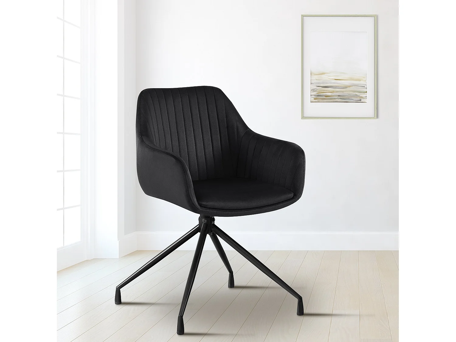 chaise salle à manger - Velours - Noir - Welby