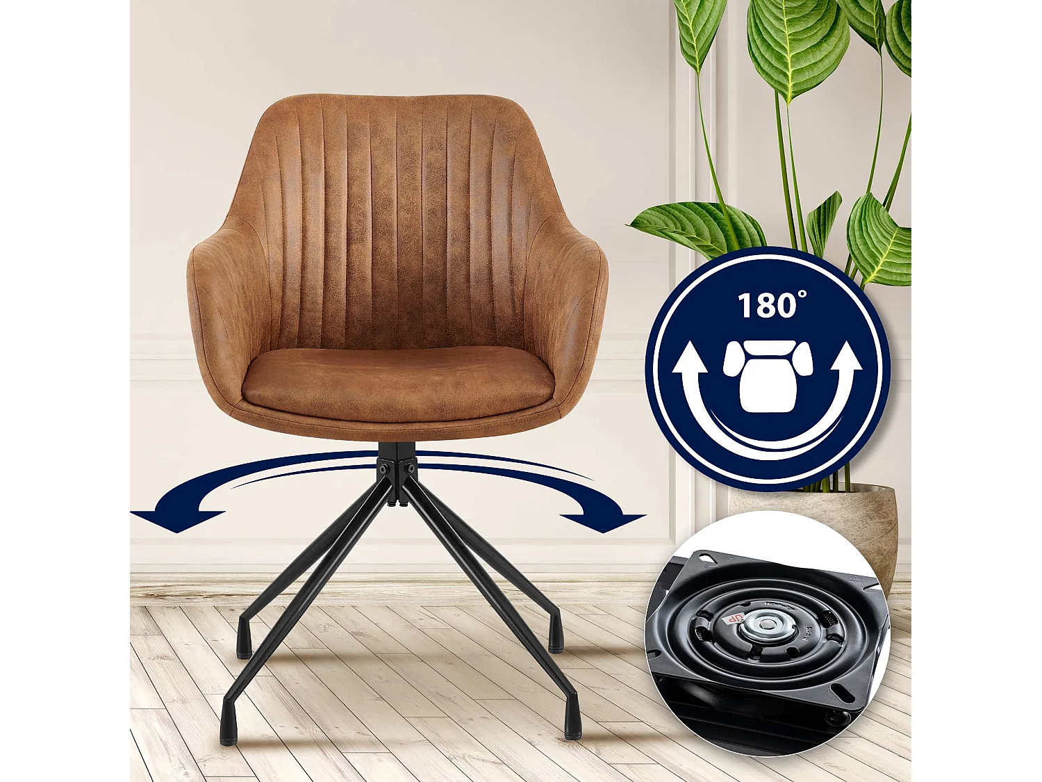 chaise salle à manger - Similicuir vintage - Marron clair - Welby