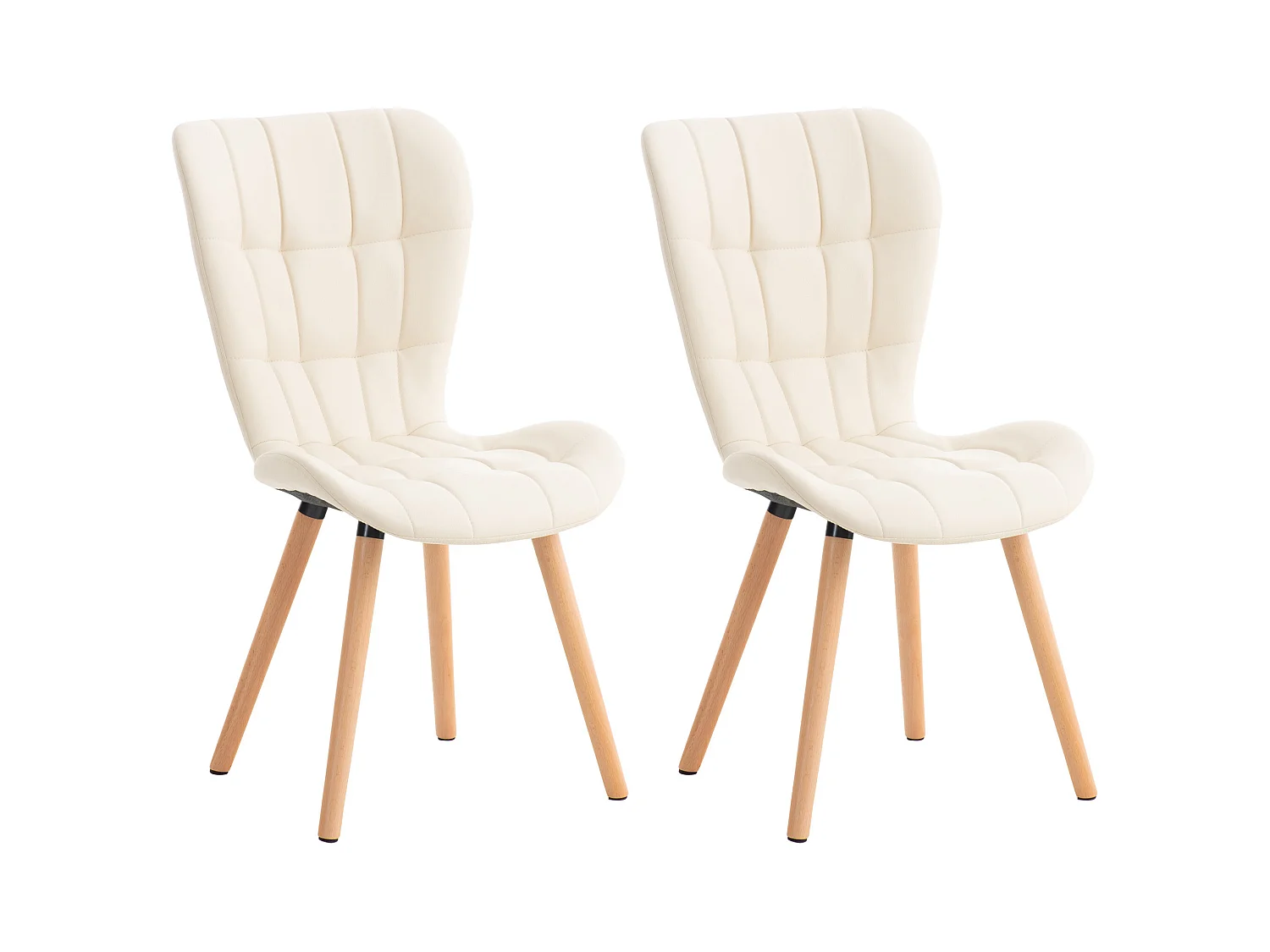 Lot de 2  chaise salle à manger - Similicuir - Crème - Elda