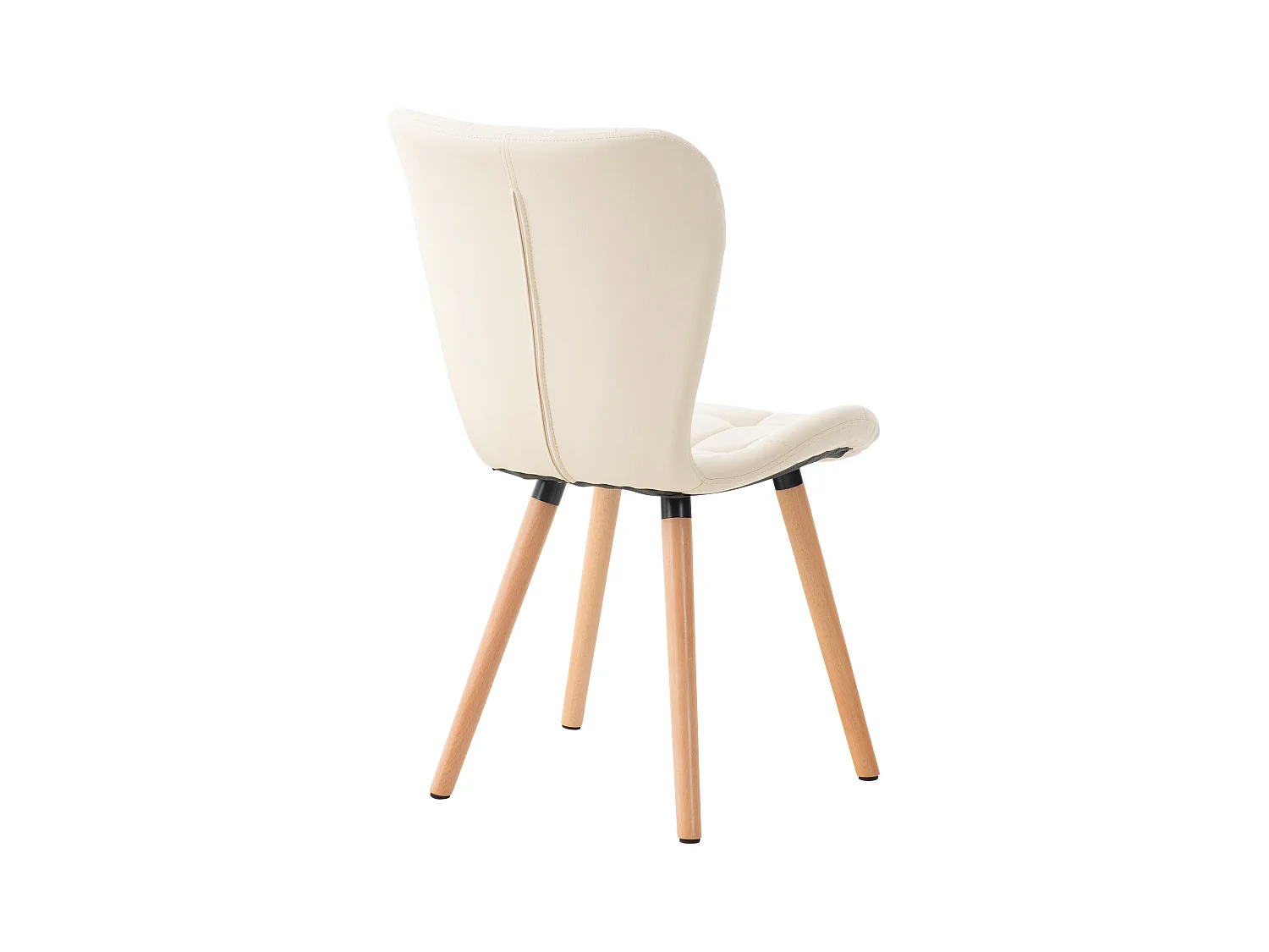 Lot de 2  chaise salle à manger - Similicuir - Crème - Elda