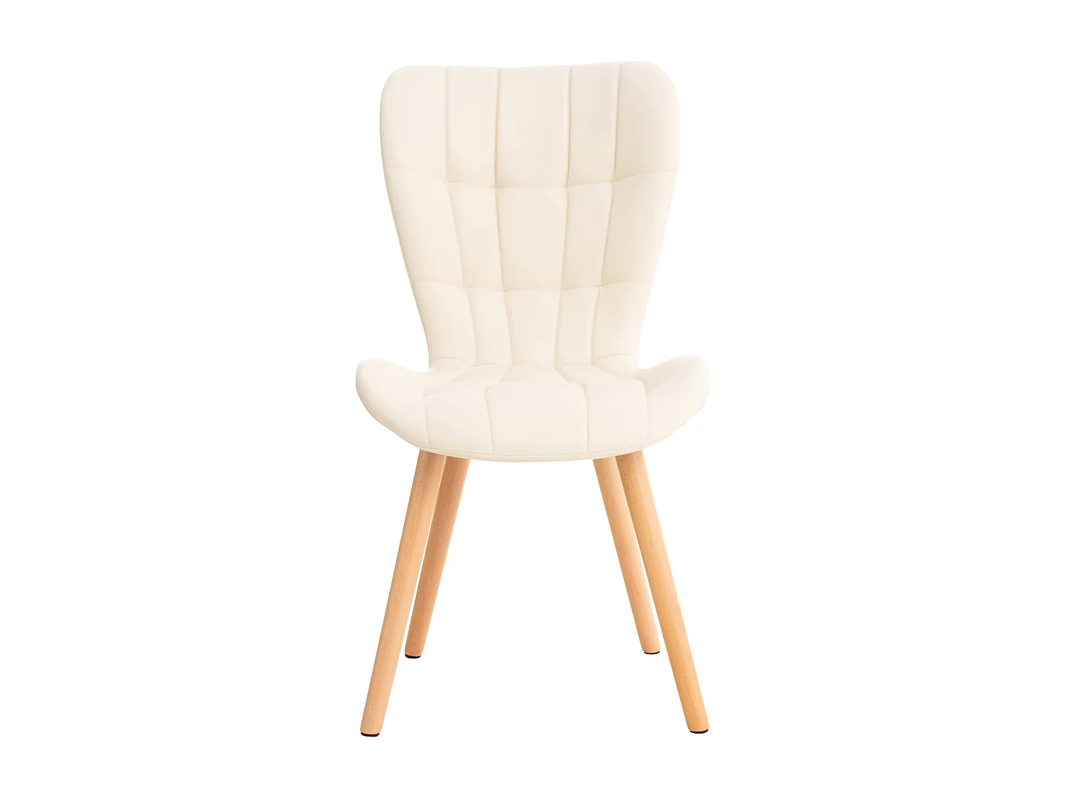 Lot de 2  chaise salle à manger - Similicuir - Crème - Elda