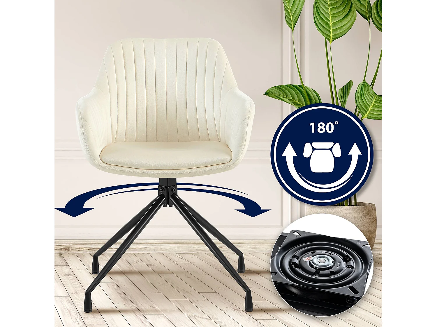 chaise salle à manger - Velours - Crème - Welby