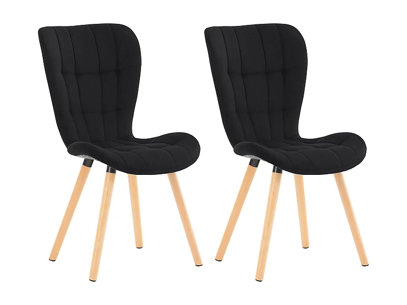Lot de 2  chaise salle à manger - Velours - Noir - Elda