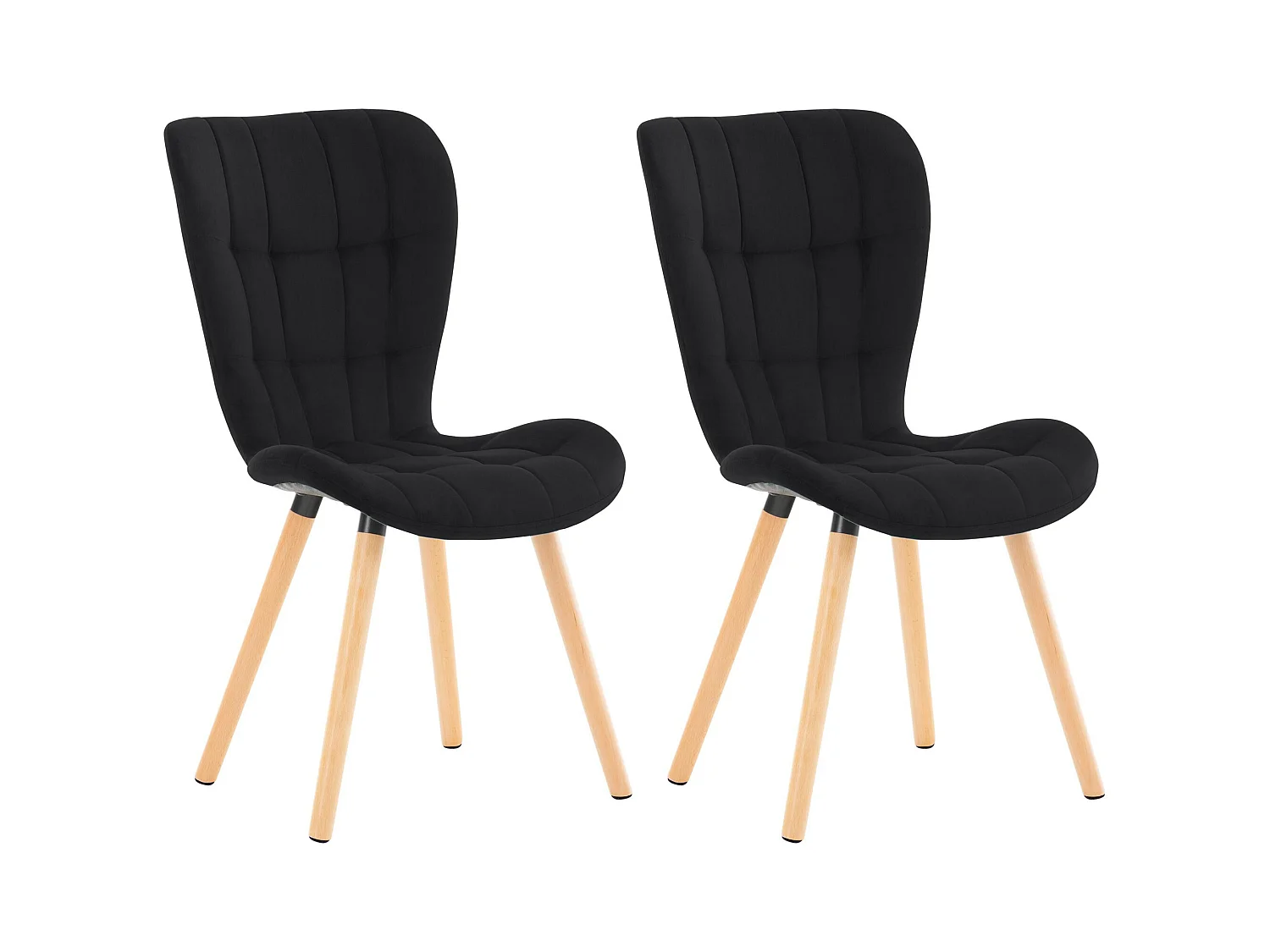 Lot de 2  chaise salle à manger - Velours - Noir - Elda